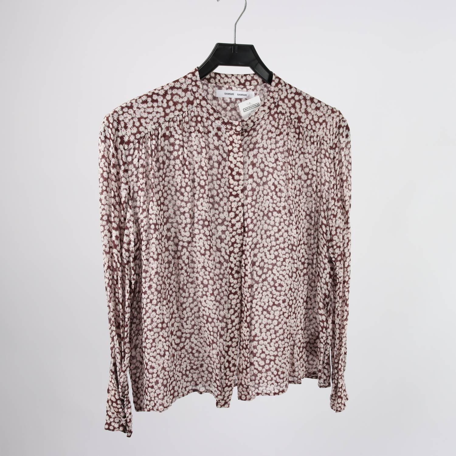Blus, Samsoe Samsoe, blommig, vit, vinröd, stl. XS