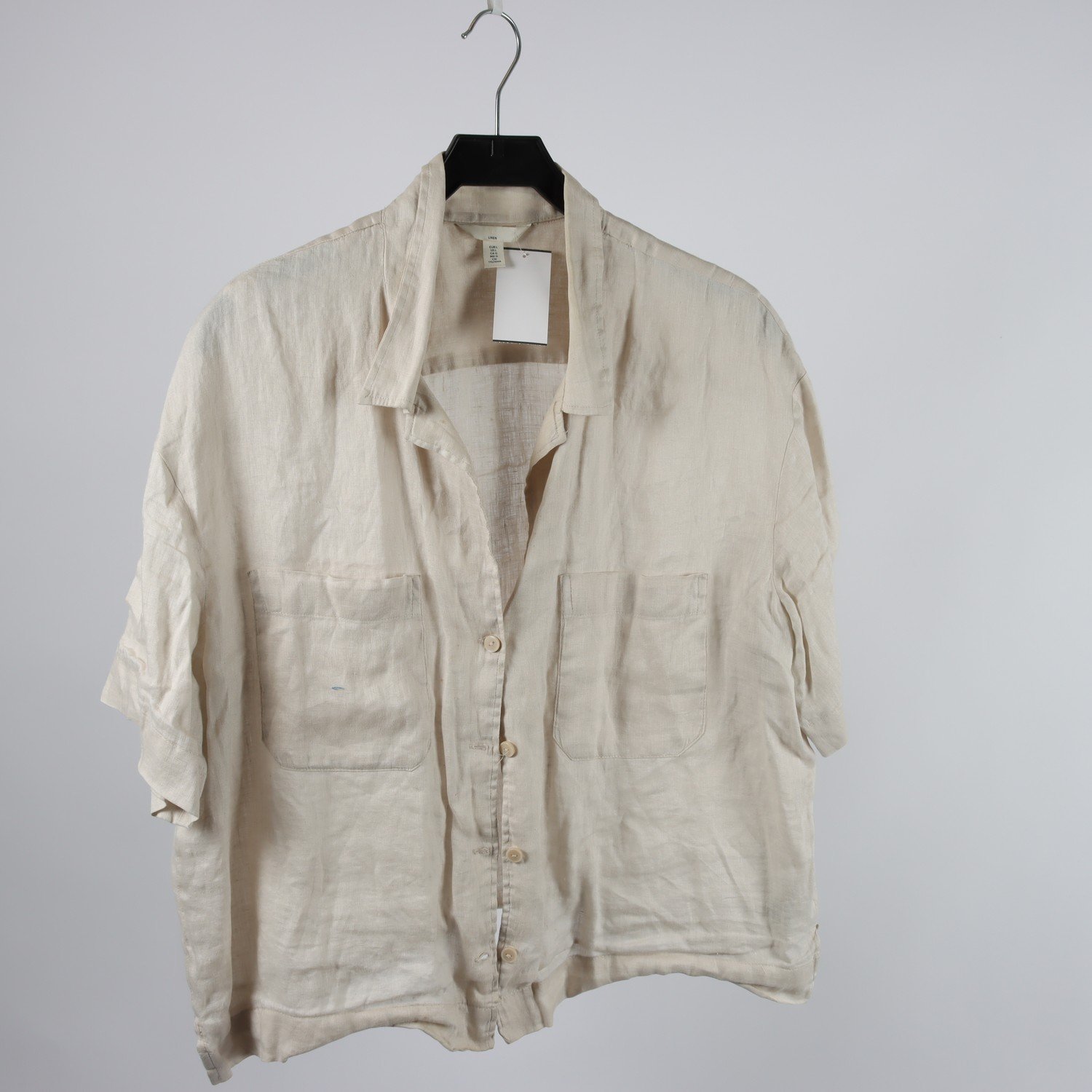 Blus, H&M, beige, lin, stl. L