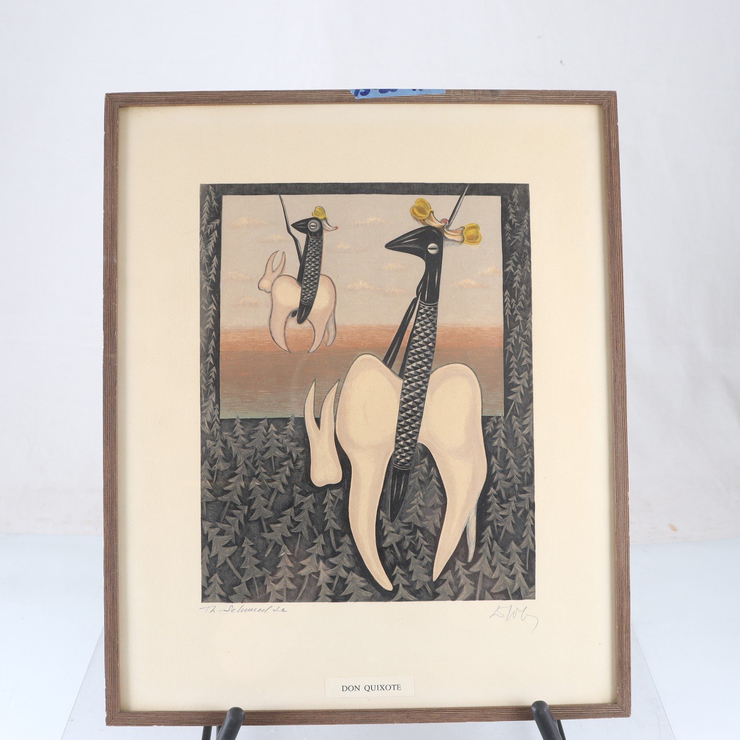 Färglitografi, Don Quixote, Th. Schreulse, D.Solot, (1909-1985) Samfraktas ej.