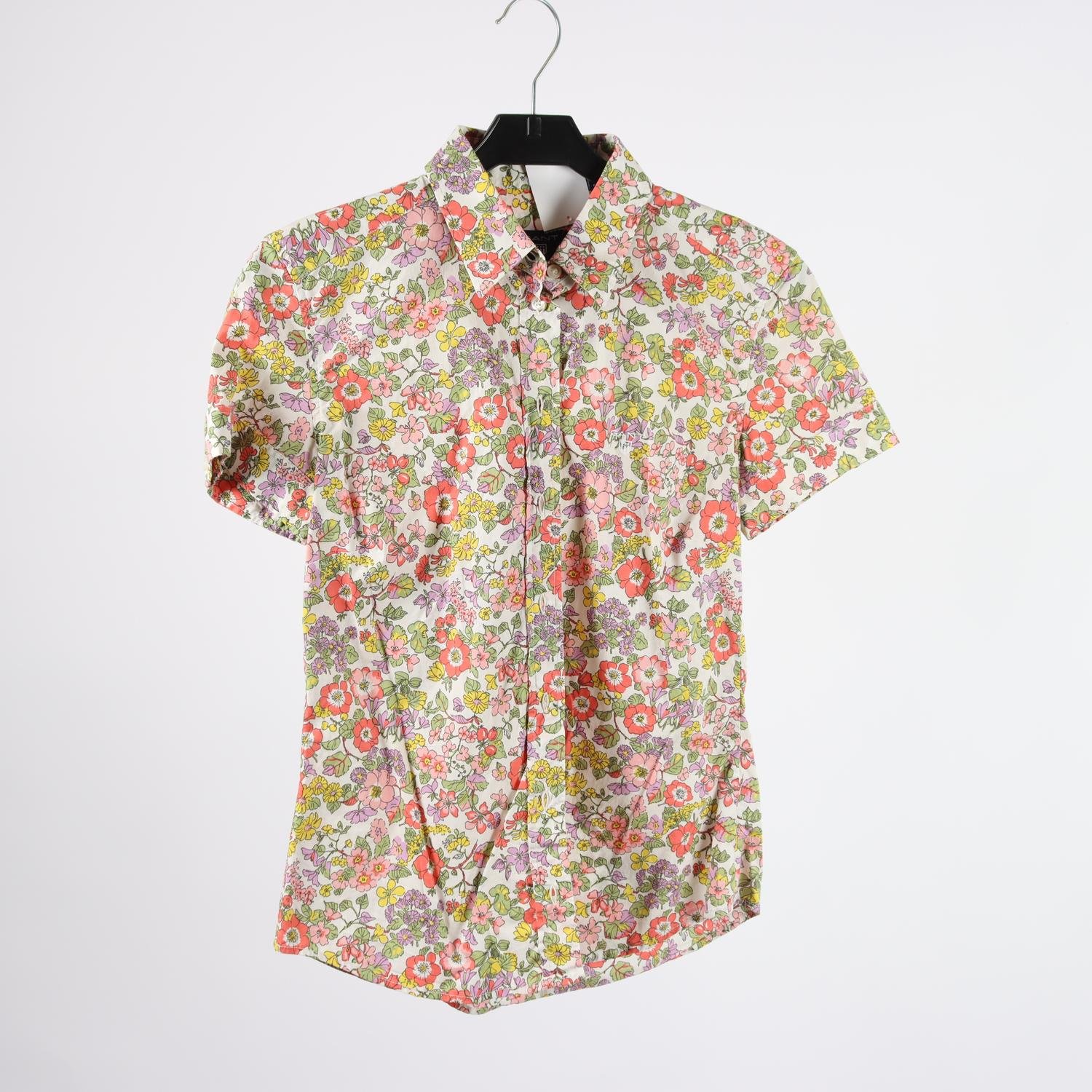 Blus, Gant, blommig, vit, stl. 34