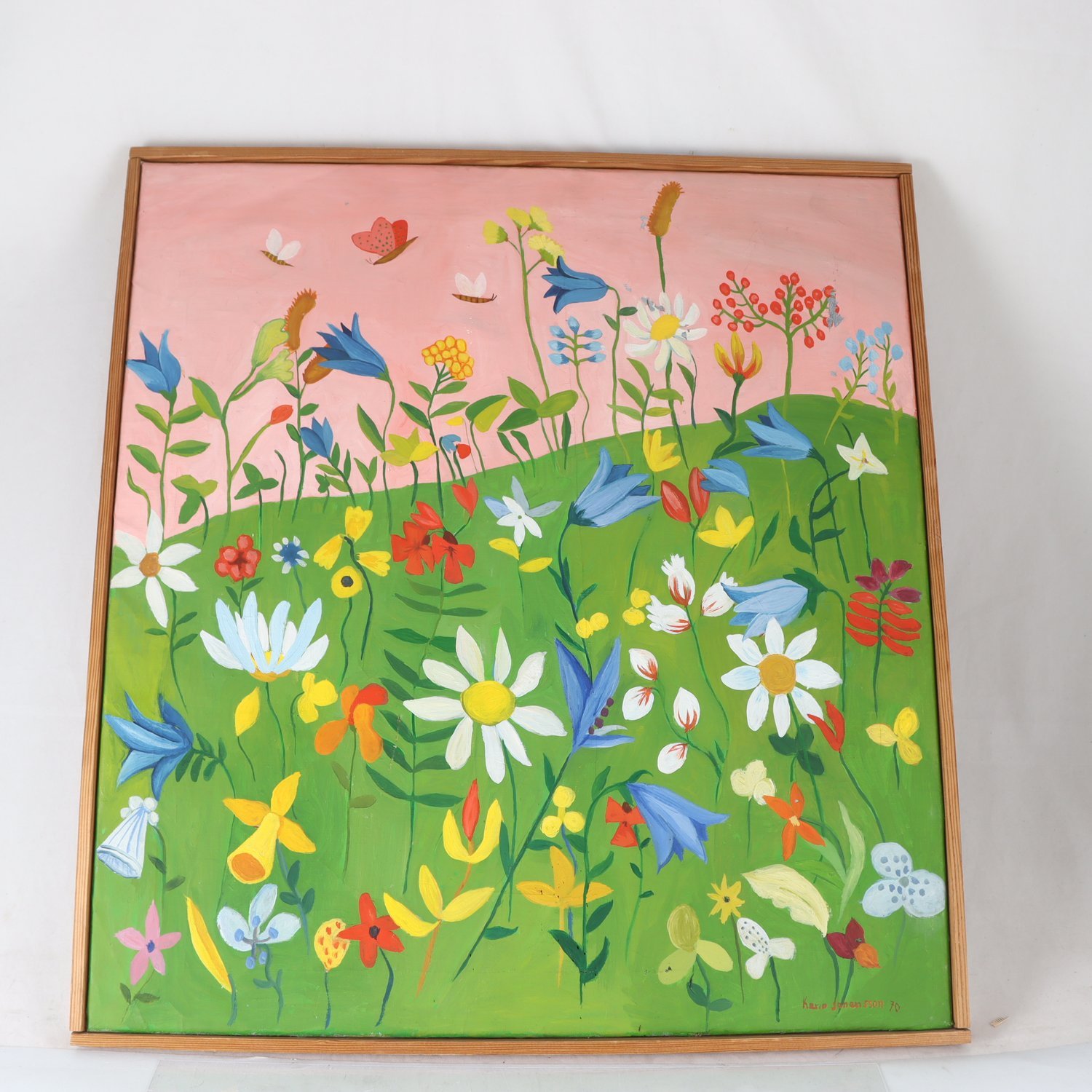 Oljemålning, blommor, Karin Johansson, 1970. Endast avhämtning.