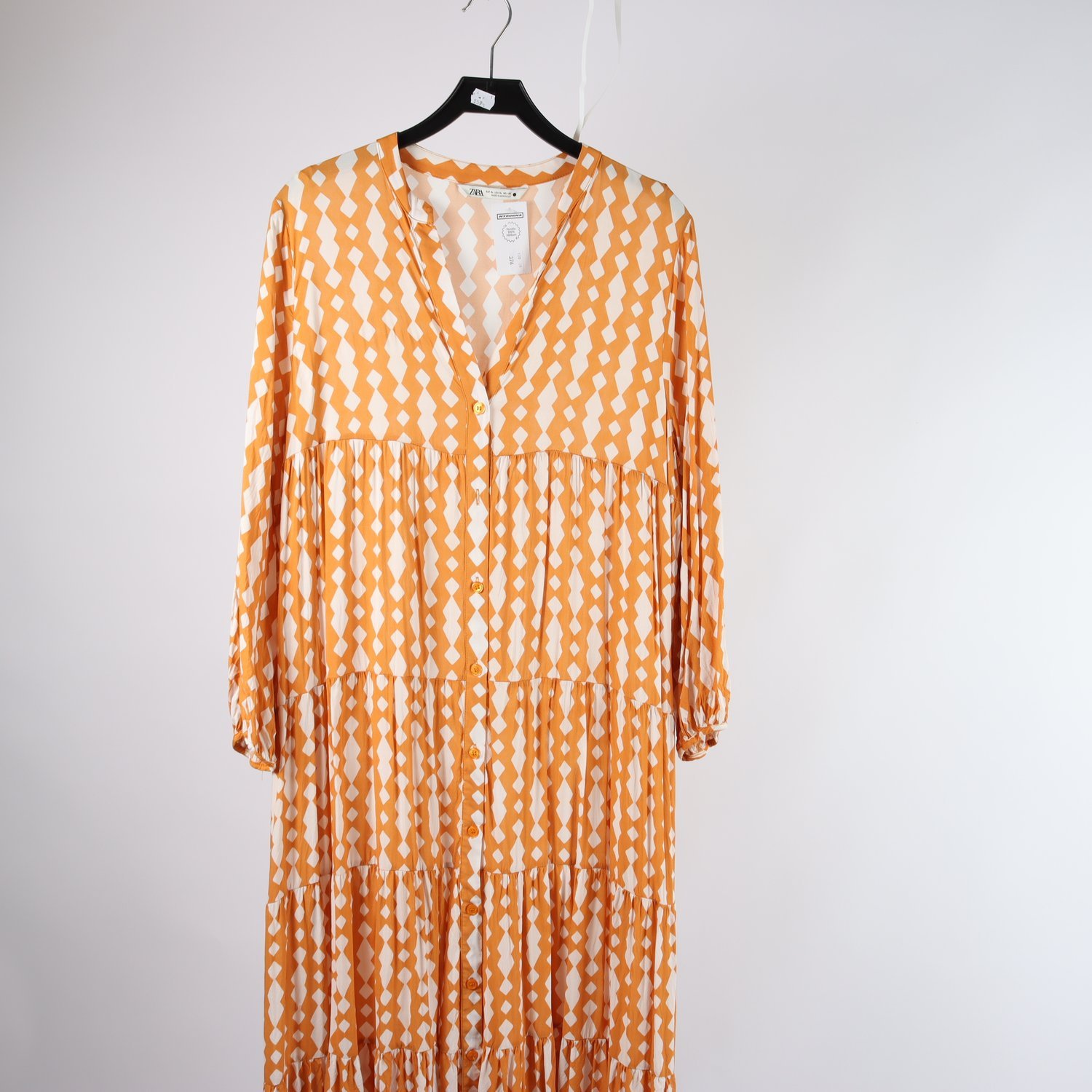 Klänning, Zara, vit, brun, stl. XL