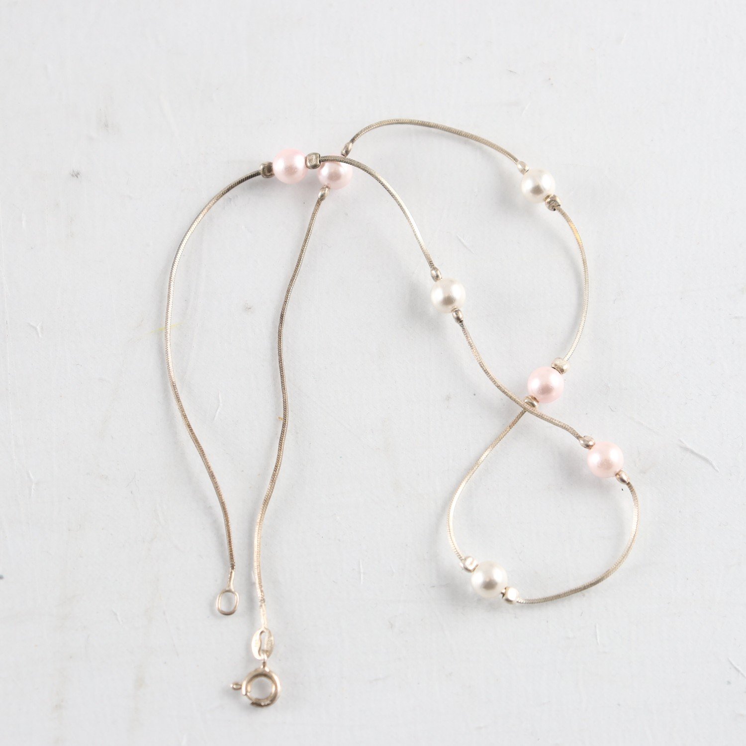 Halsband, Silver, Pärlor, Brv: 4,1 g