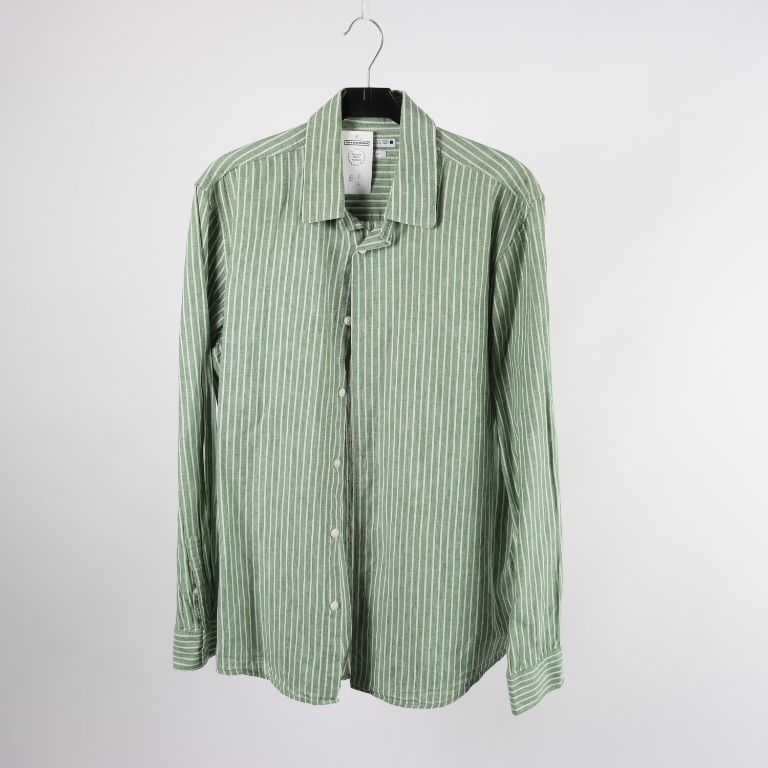 Blus, Zara, randig, vit, grön, lin, stl. L