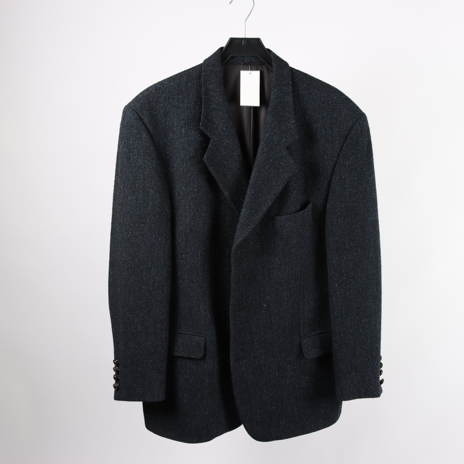 Kavaj, Harris Tweed, blå, svart, ull, stl. 54