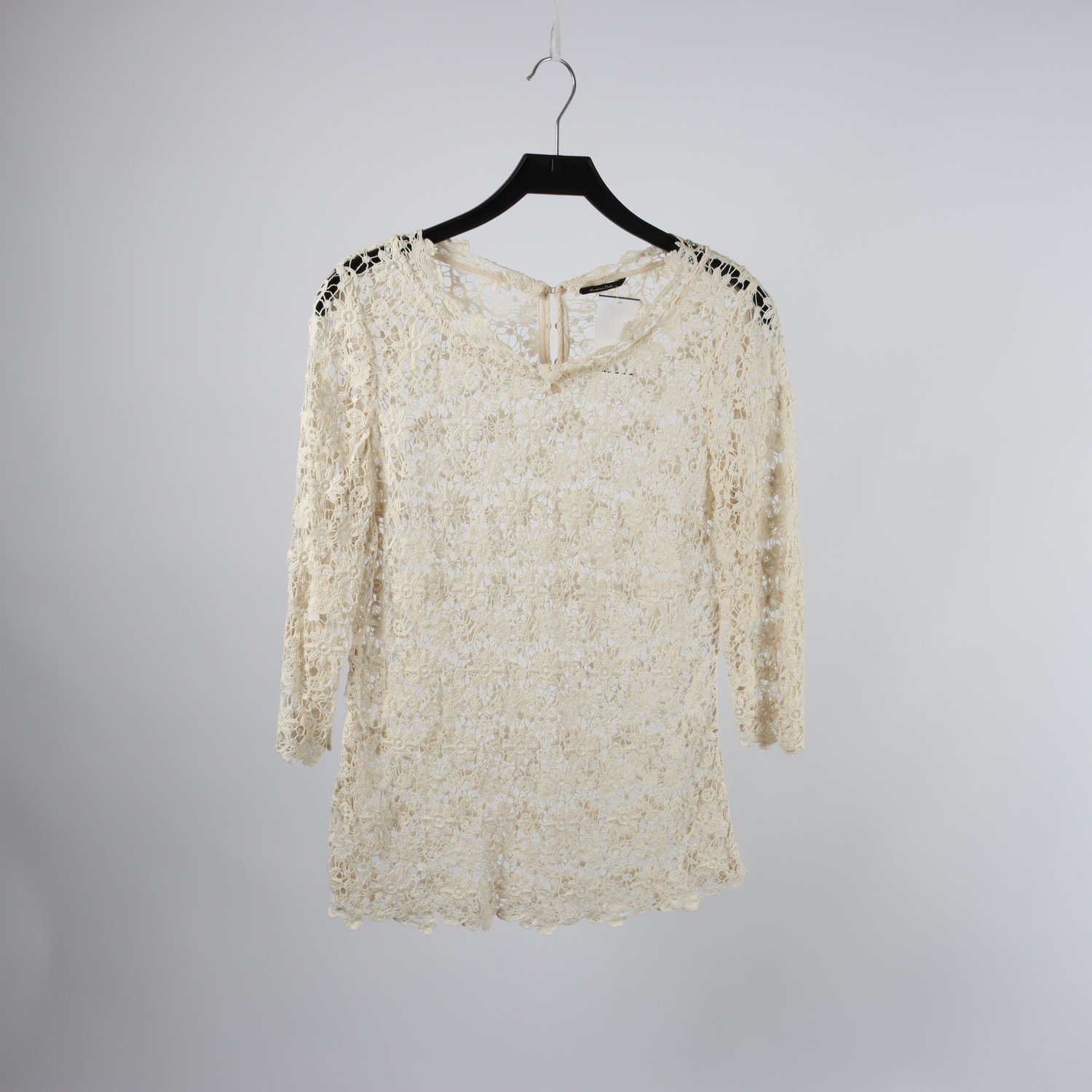 Tröja, Massimo Dutti, vit, broderad, virkad, stl. ca. S