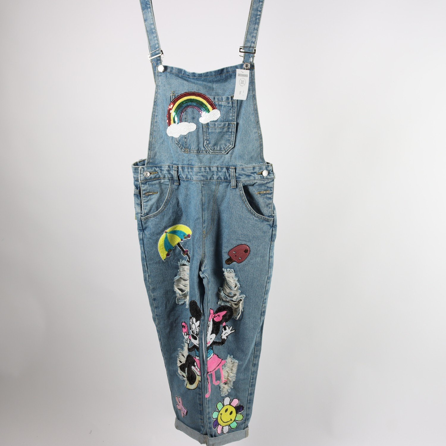 Hängselbyxor, YBC Collection, blå, jeans, stl. L