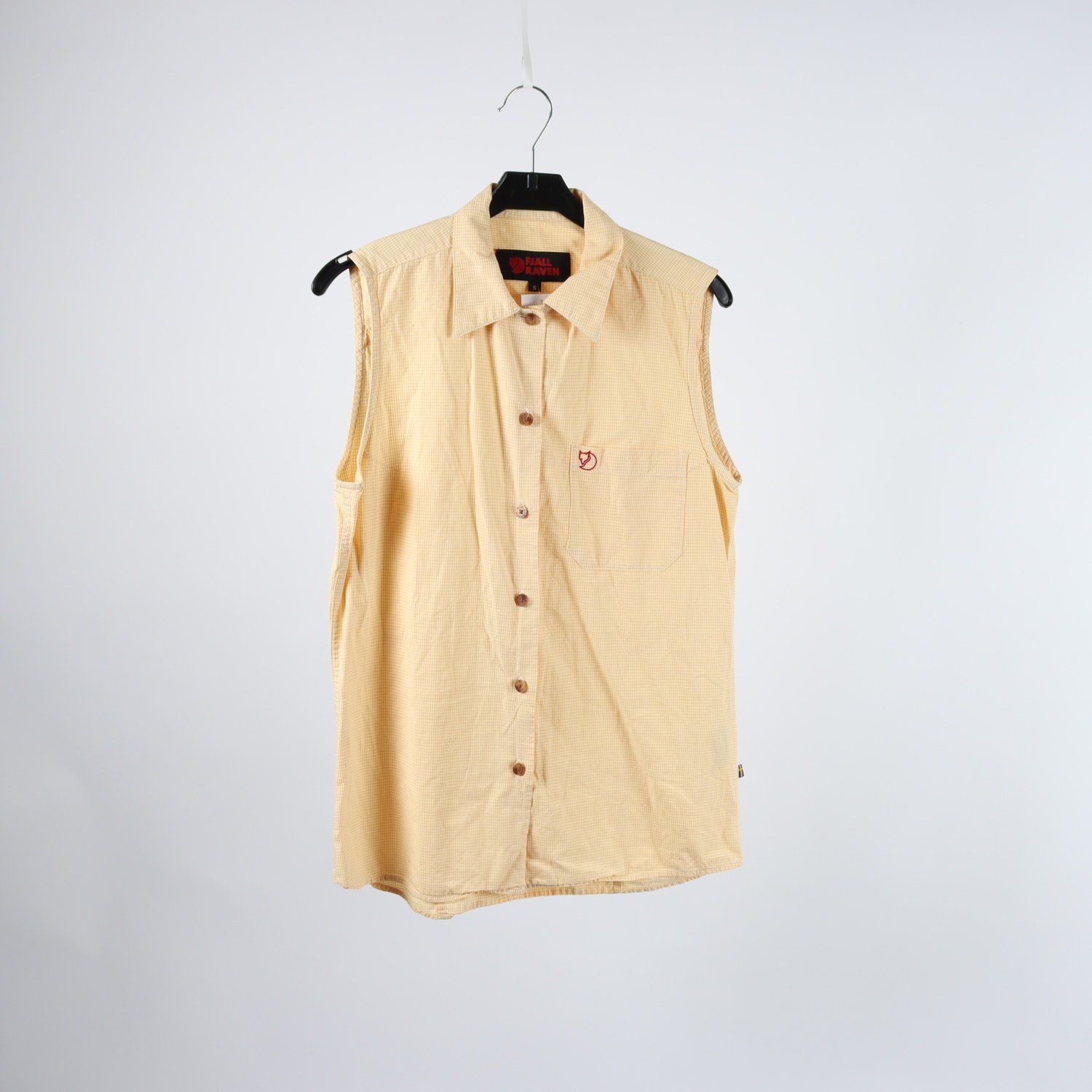 Linne/blus, Fjällräven, gul, vit, rutig, stl. S