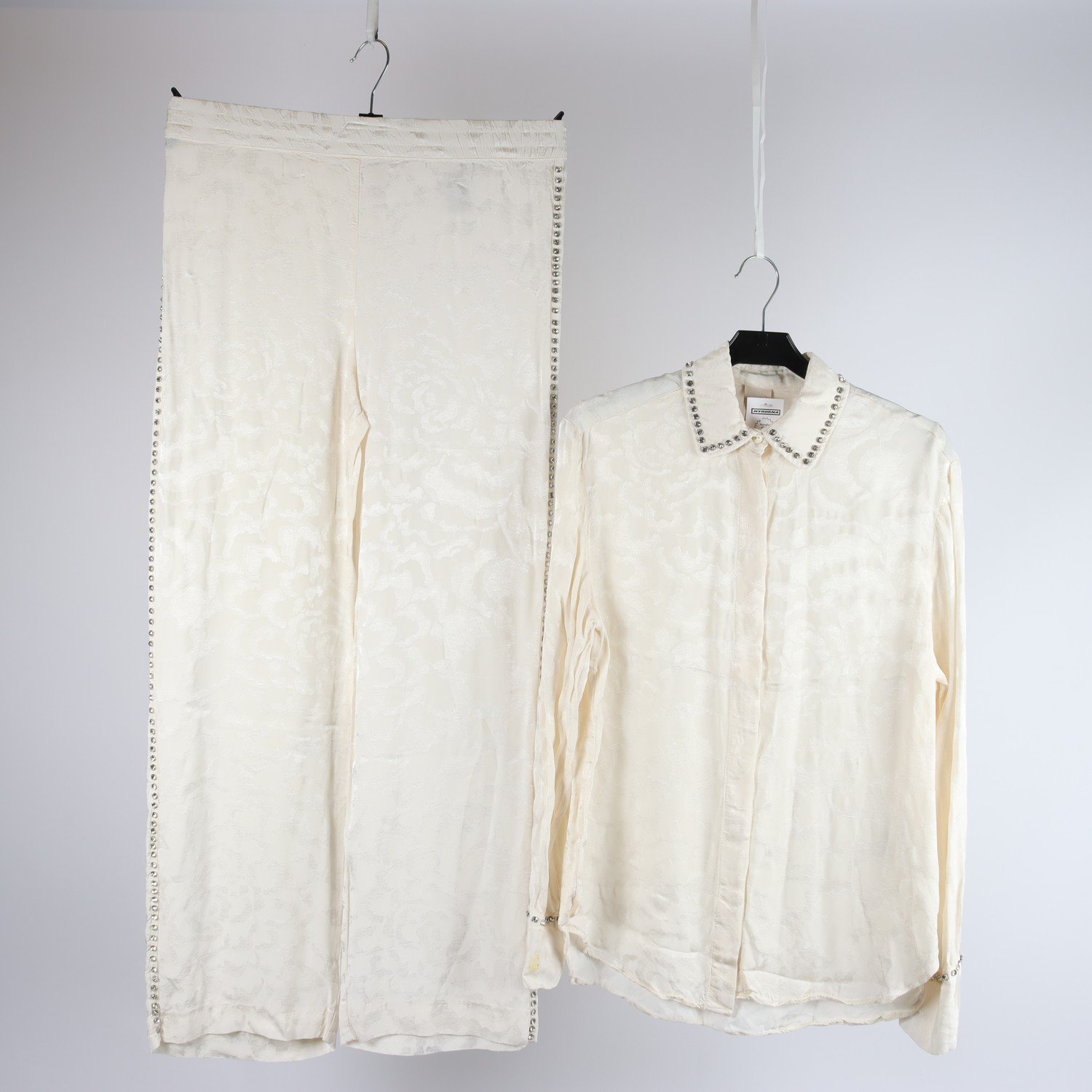 2-delat set, H&M, blus/byxor, offwhite, XS/36