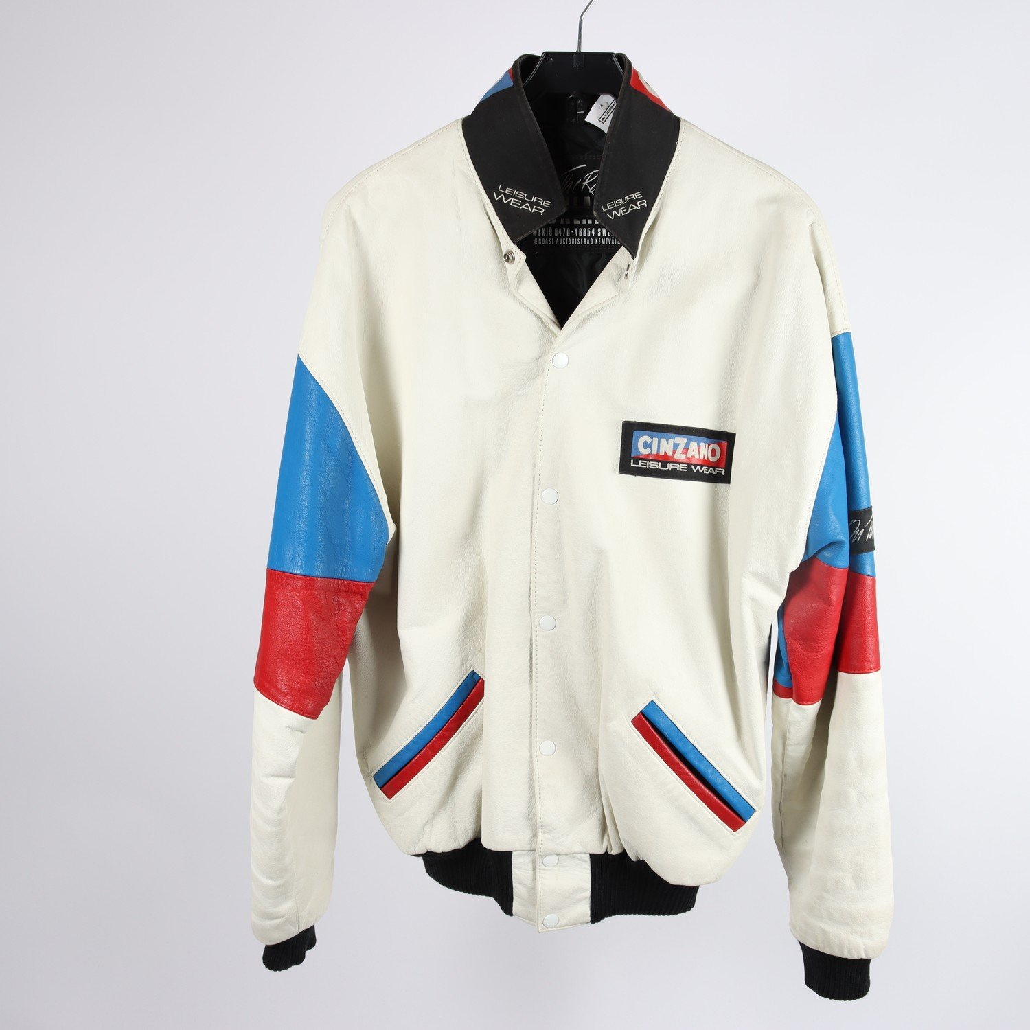 Skinnjacka, Cinzano Leisure Wear, On the Rocks, vit, blå, röd, stl. XL