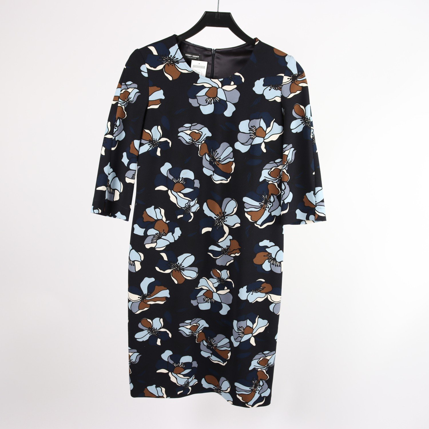 Klänning, Gerry Weber, blommig, svart, blå, stl. 36
