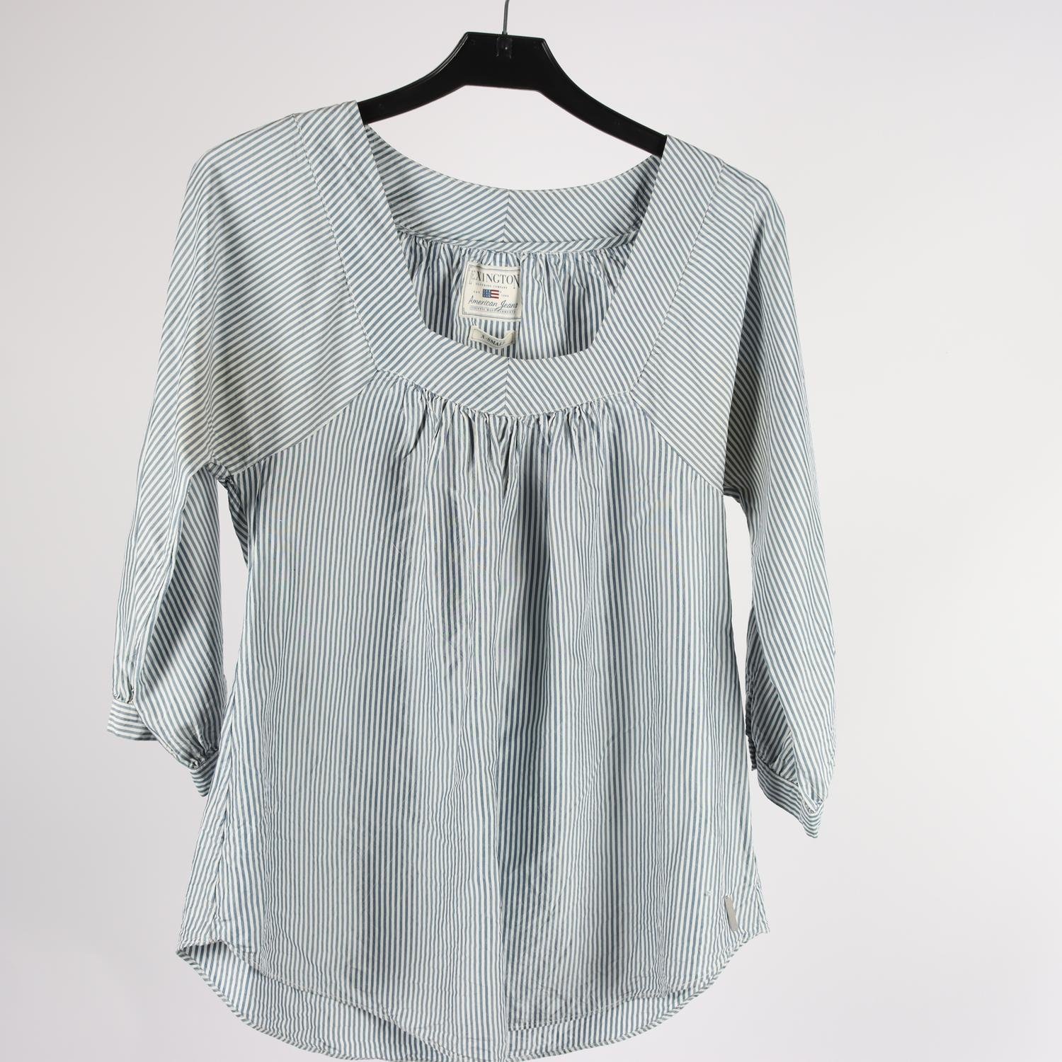 Blus, Lexington, blå, vit, randig, stl. XS