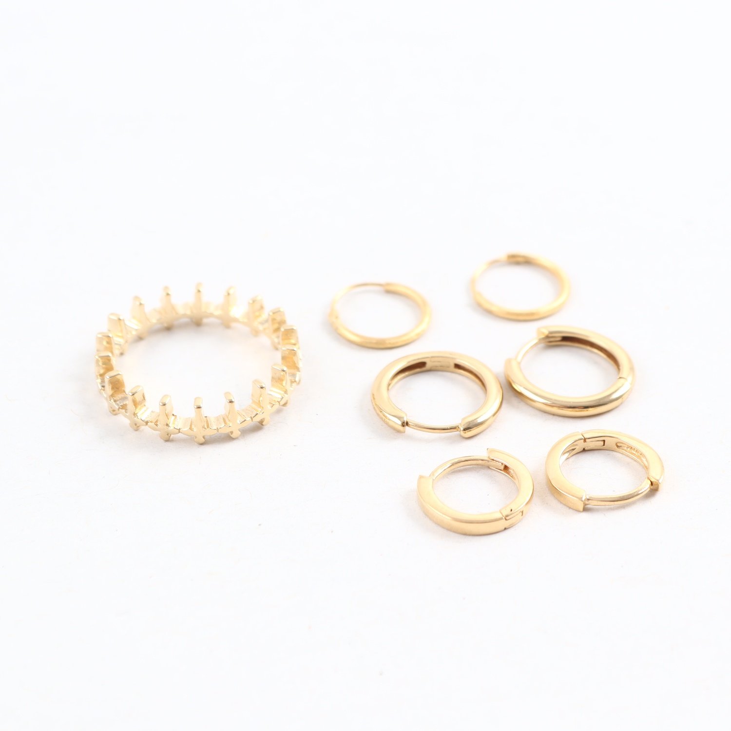 Ring Med 3 par Örhängen, Förgyllt Silver, Brv: 6,7g