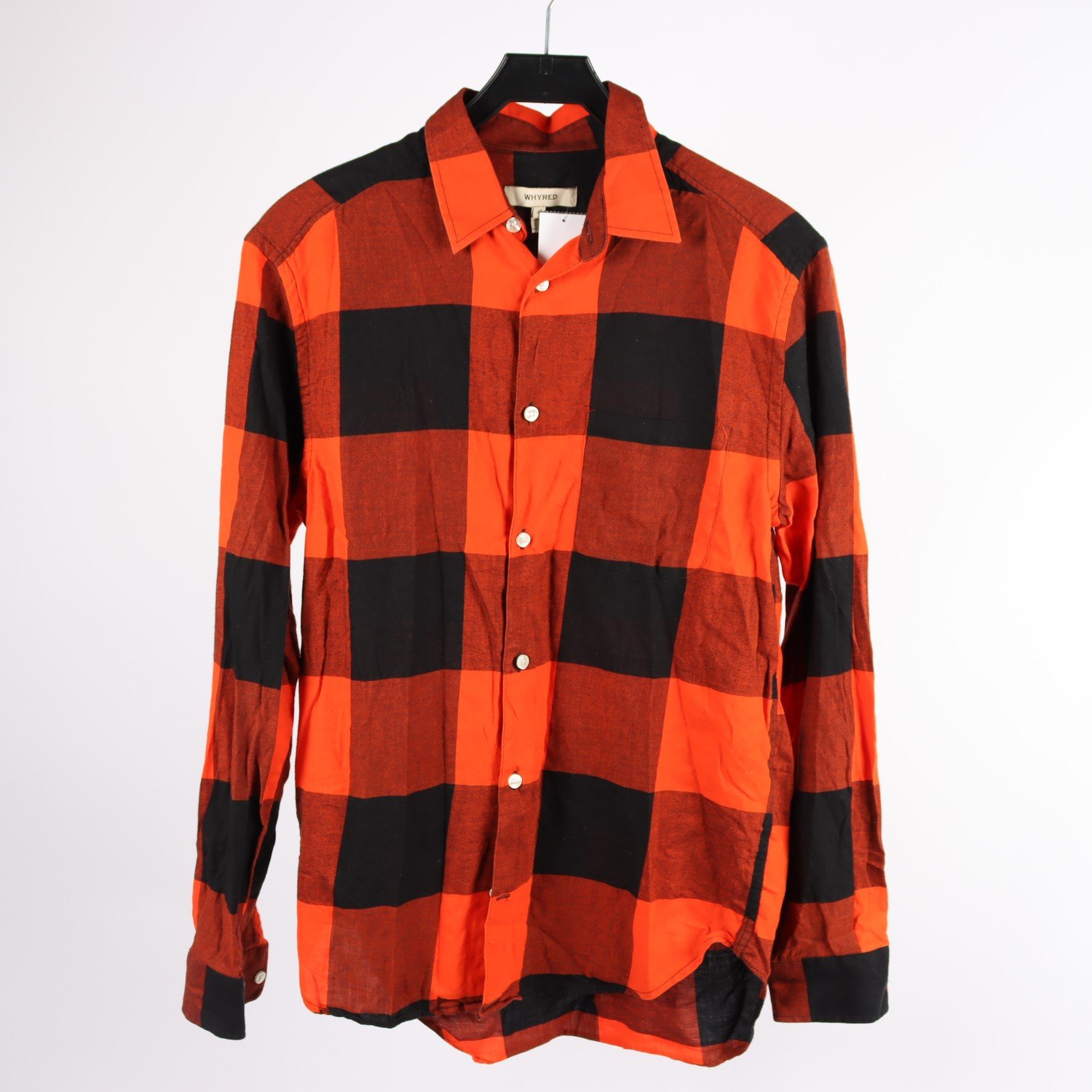 Skjorta, Whyred, orange, svart, rutig, stl. 48