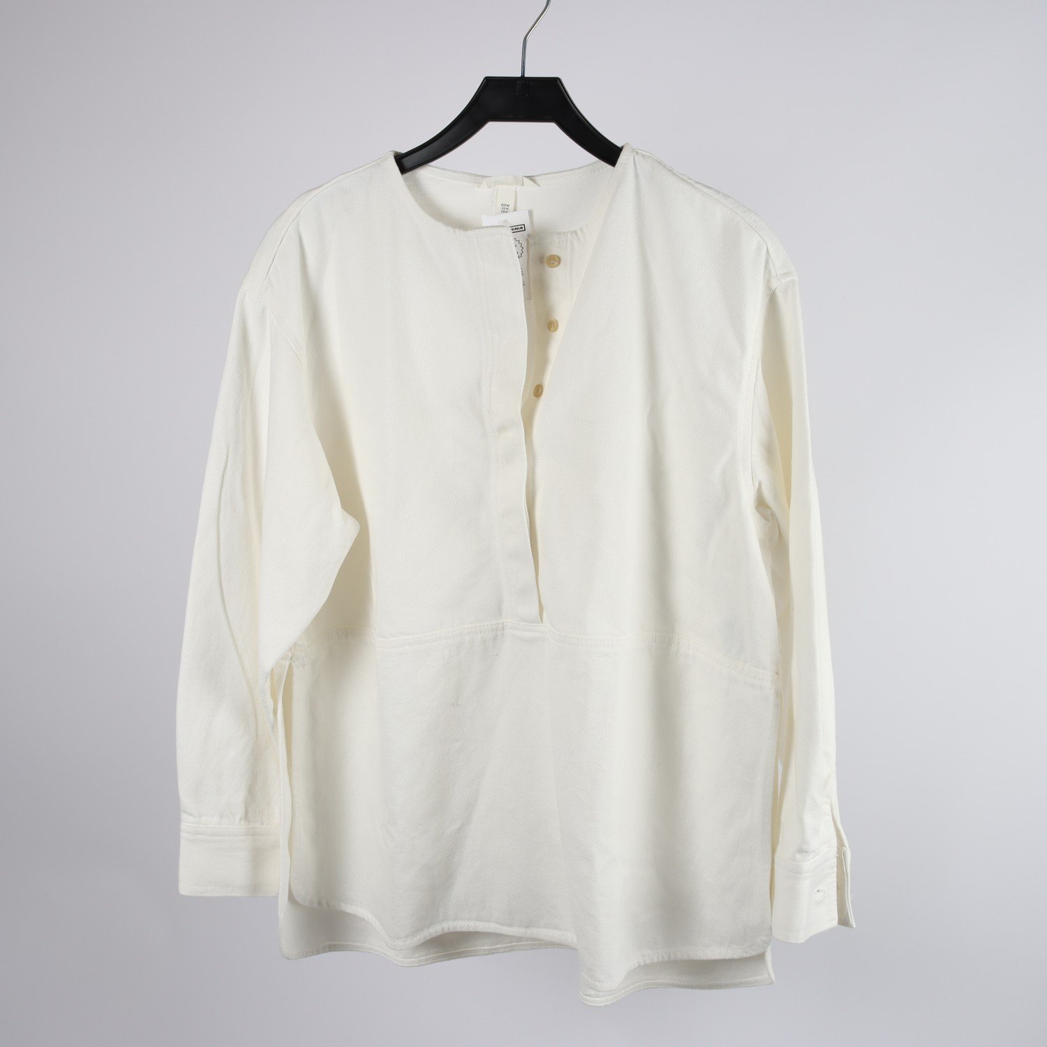 Jeansblus, H&M, benvit, stl. M
