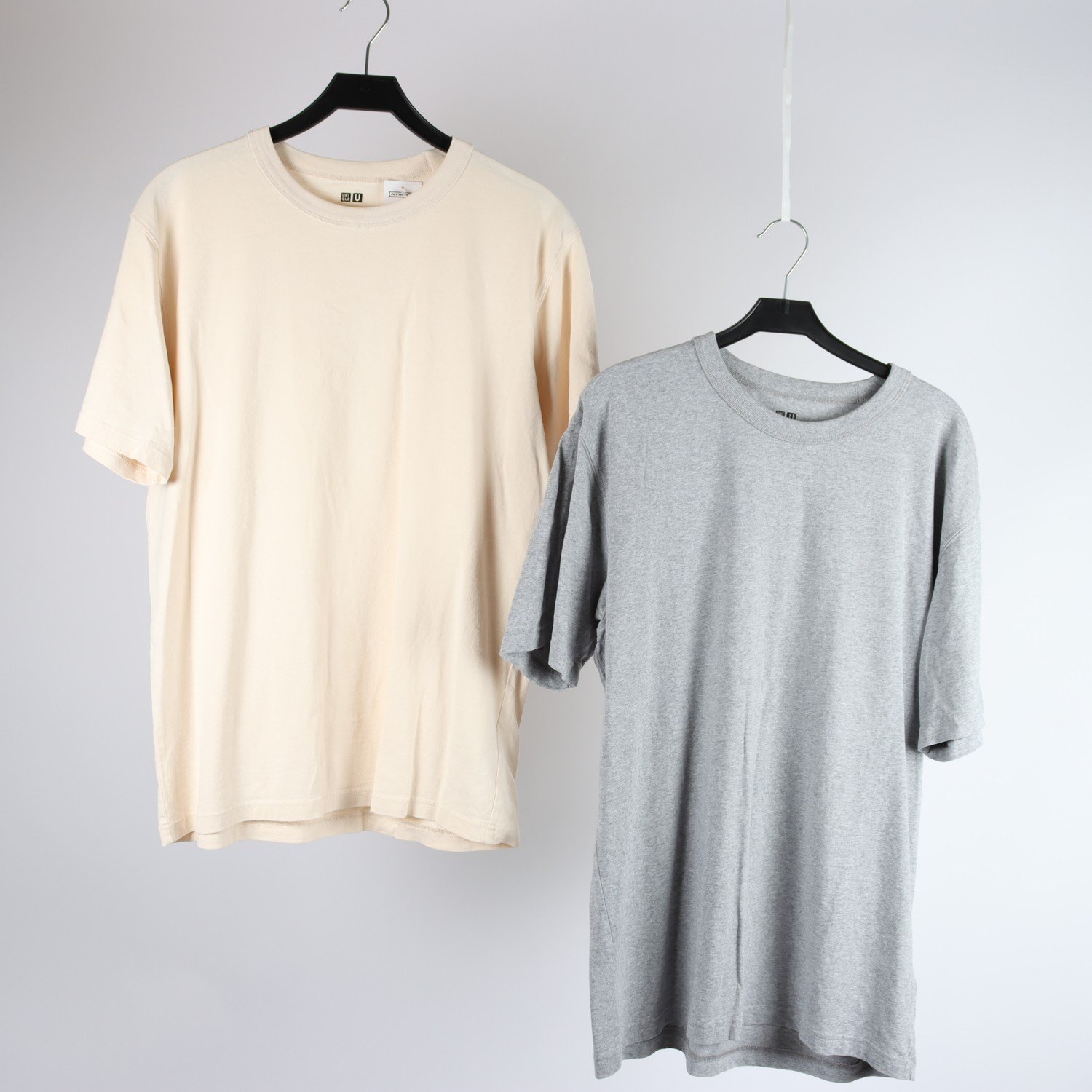 T-shirt, 2-pack, Uniqlo, beige, grå, stl. L