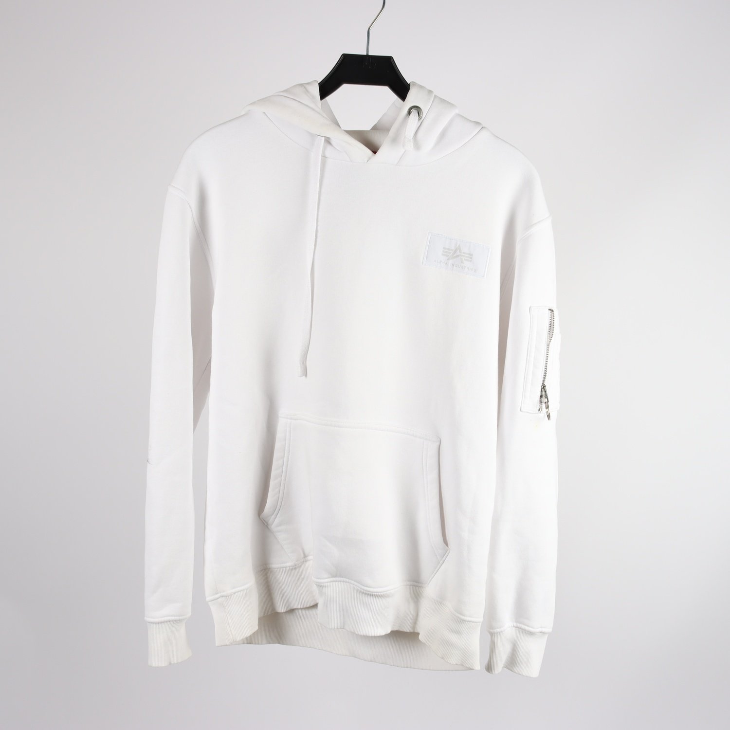 Hoodie, Alpha Industries, vit, stl. L