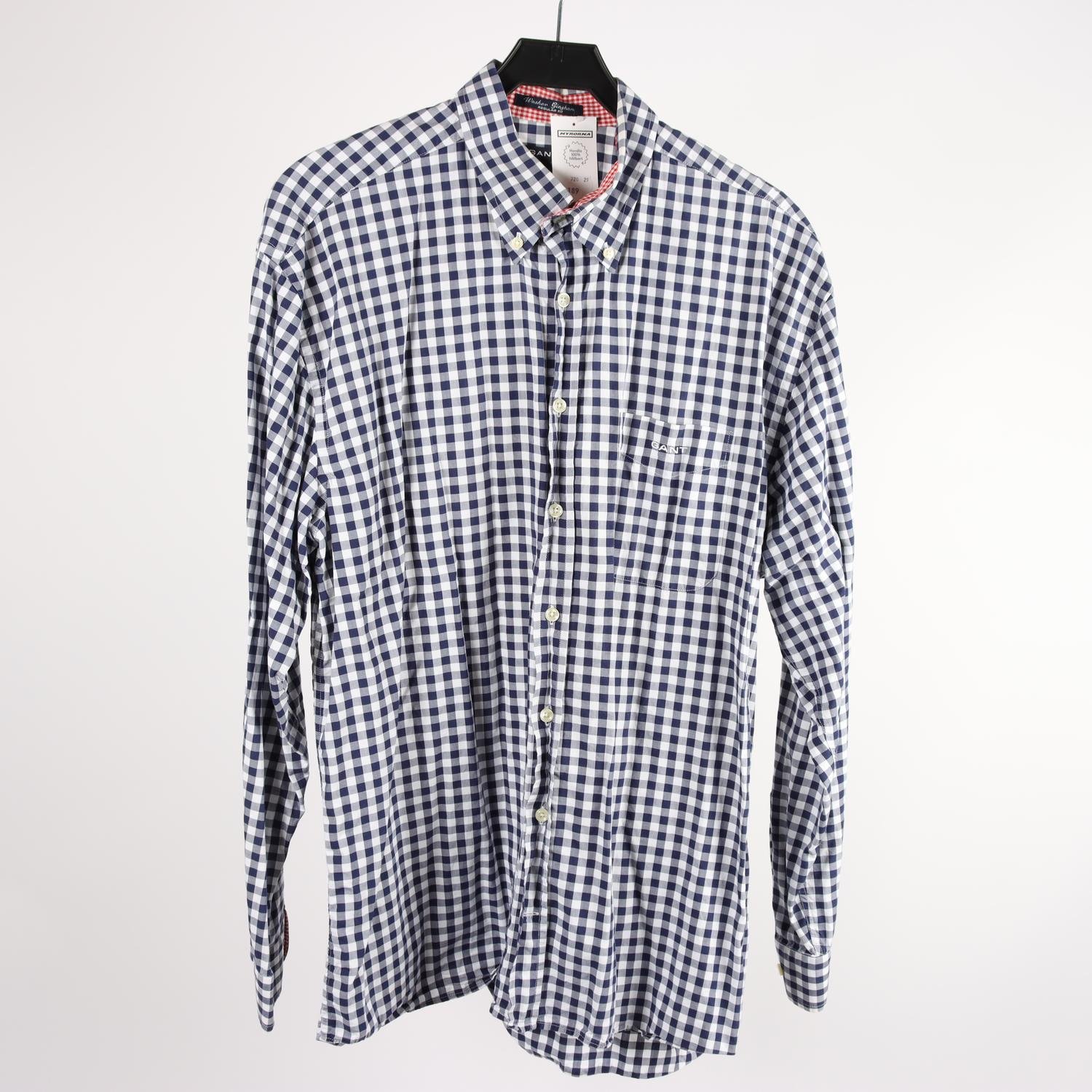 Skjorta, Gant, blå, vit, rutig, stl. XL