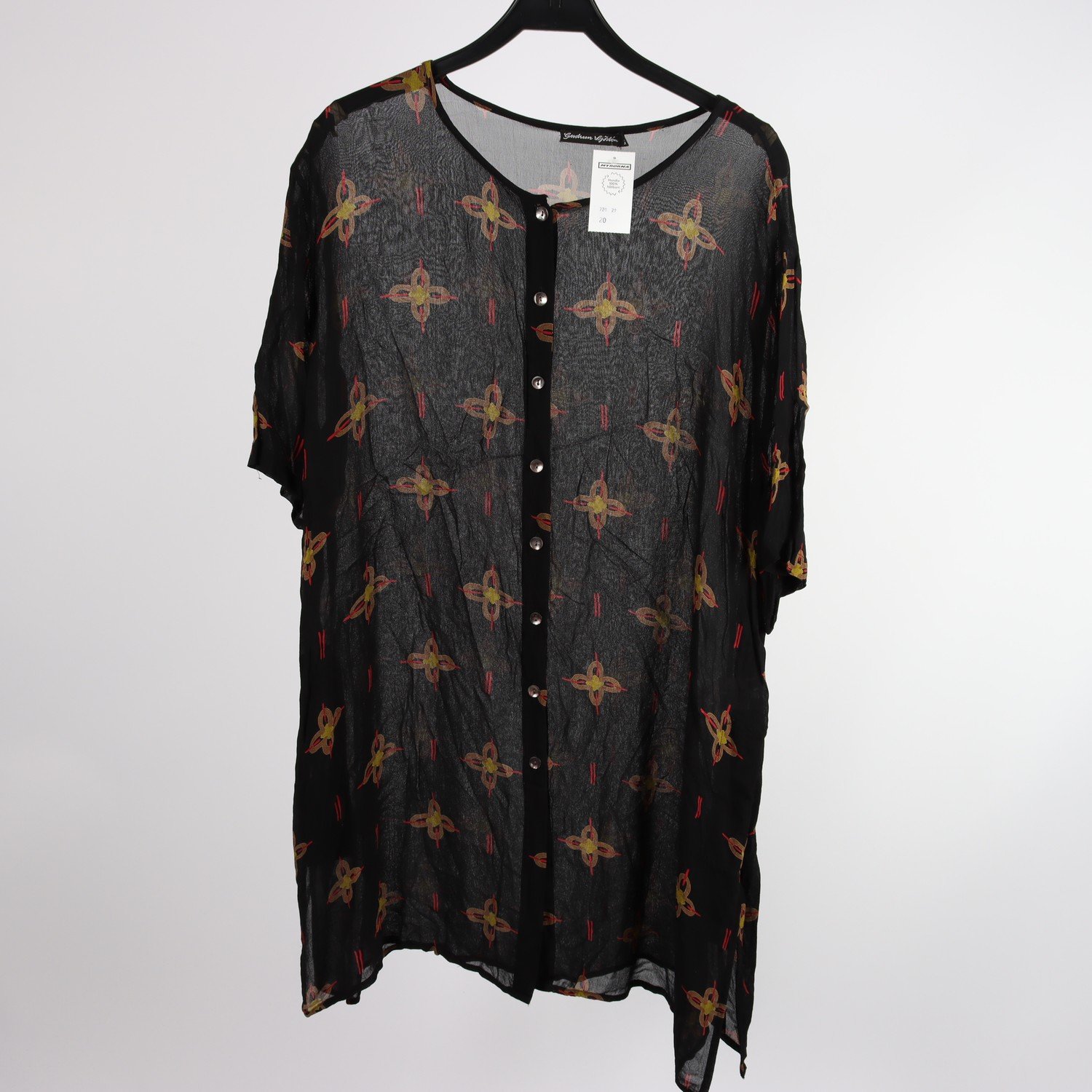 Blus/tunika, Gudrun Sjödèn, svart, mönstrad, stl. XXL