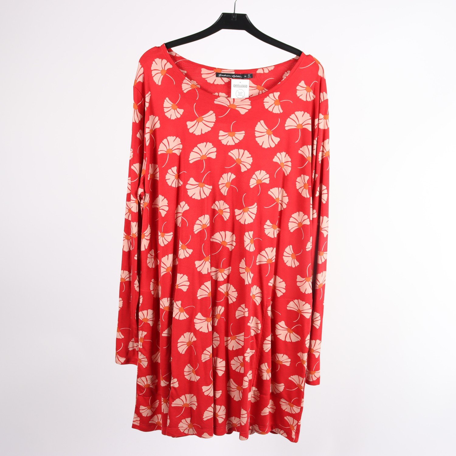 Klänning, Gudrun Sjödén, röd, beige, stl. XL