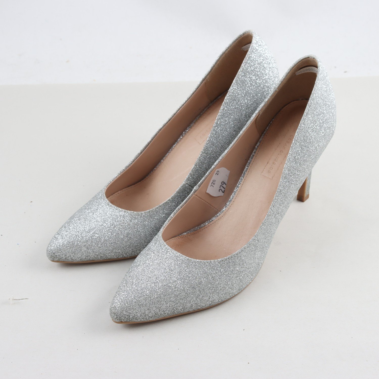 Pumps, Roots, silver, glittriga, stl. 38