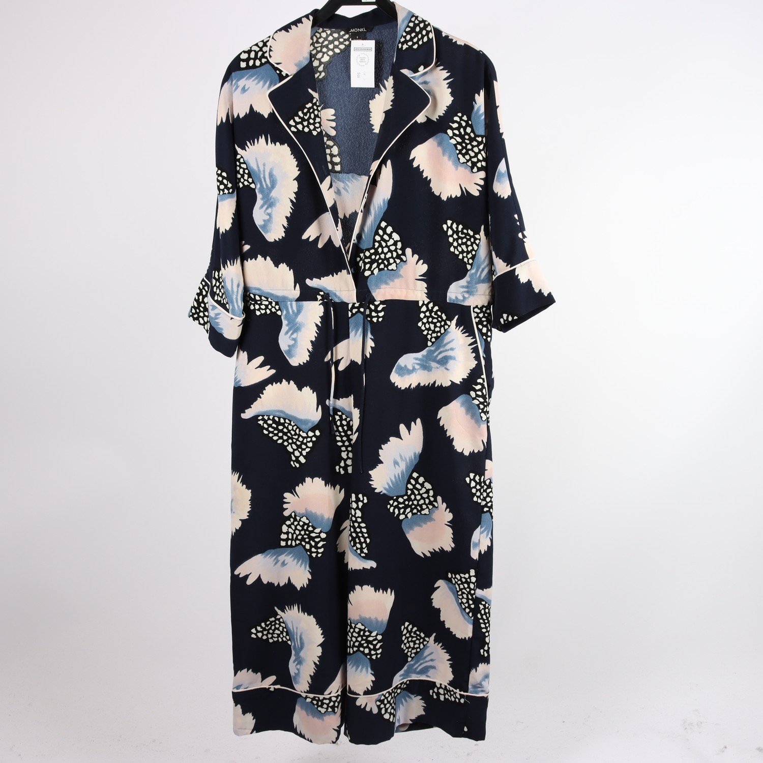 Byxdress, Monki, mönstrad, blå, stl. S
