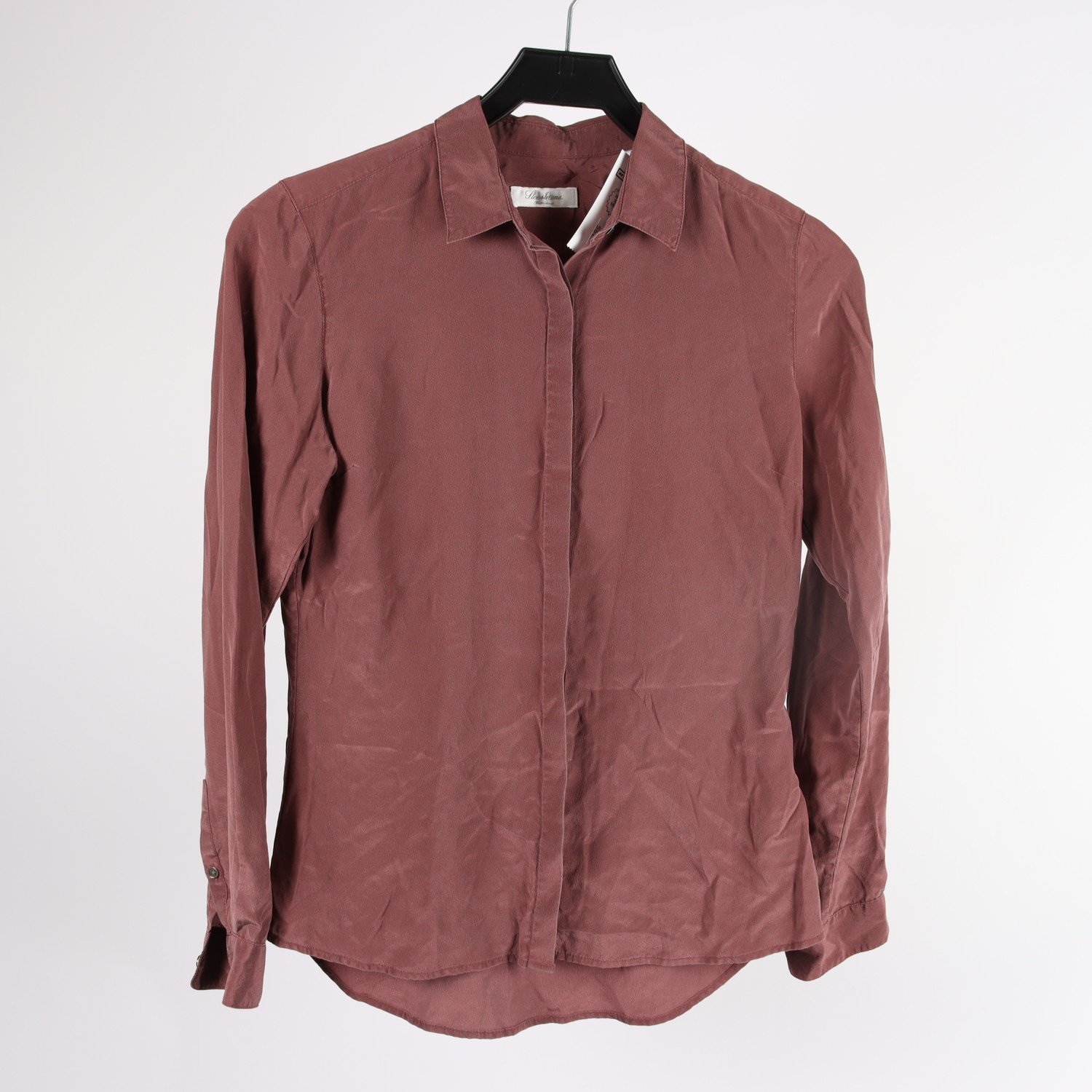 Blus, Stenströms, brun, silke, stl. 34
