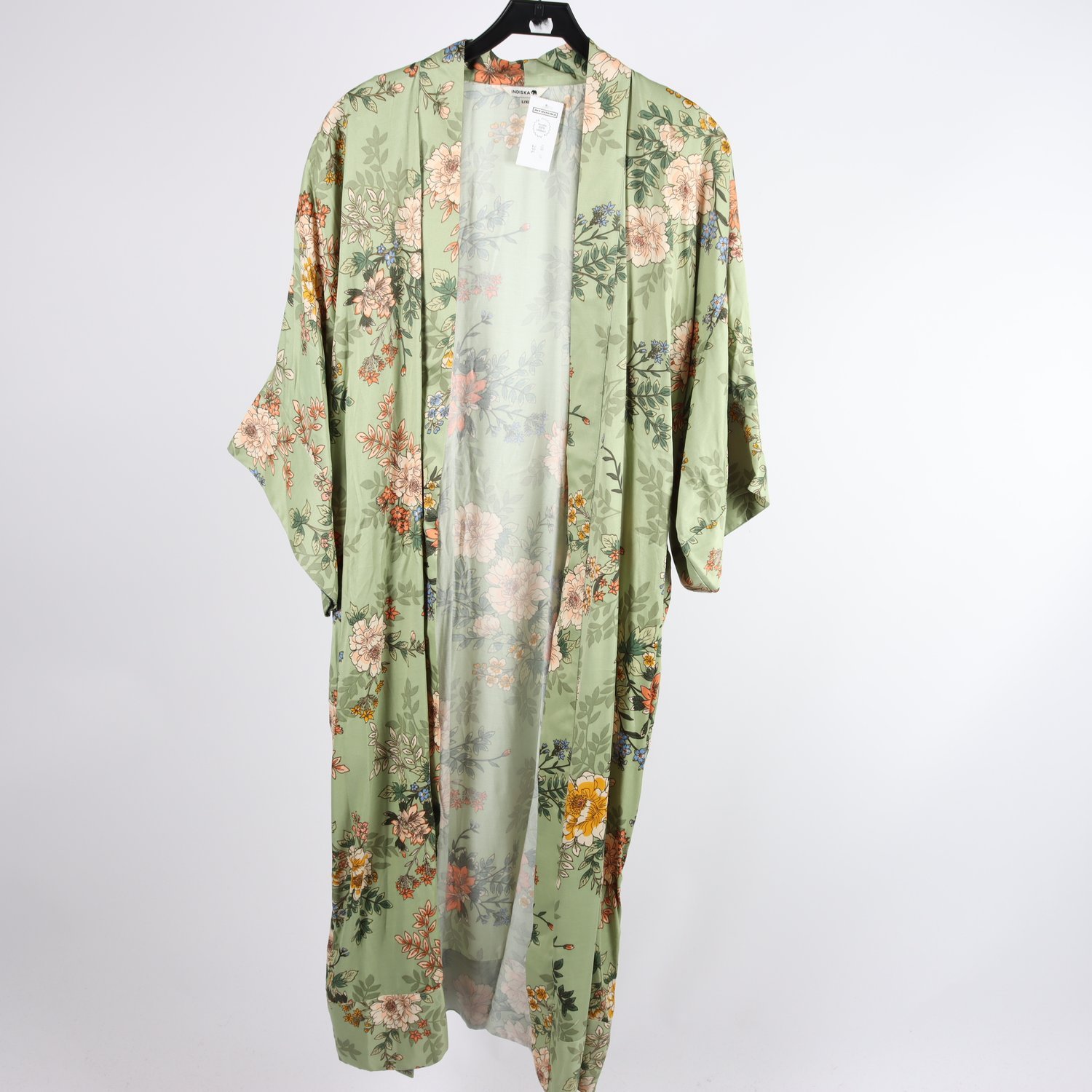 Kimono, Indiska, blommig, grön, stl. L/XL