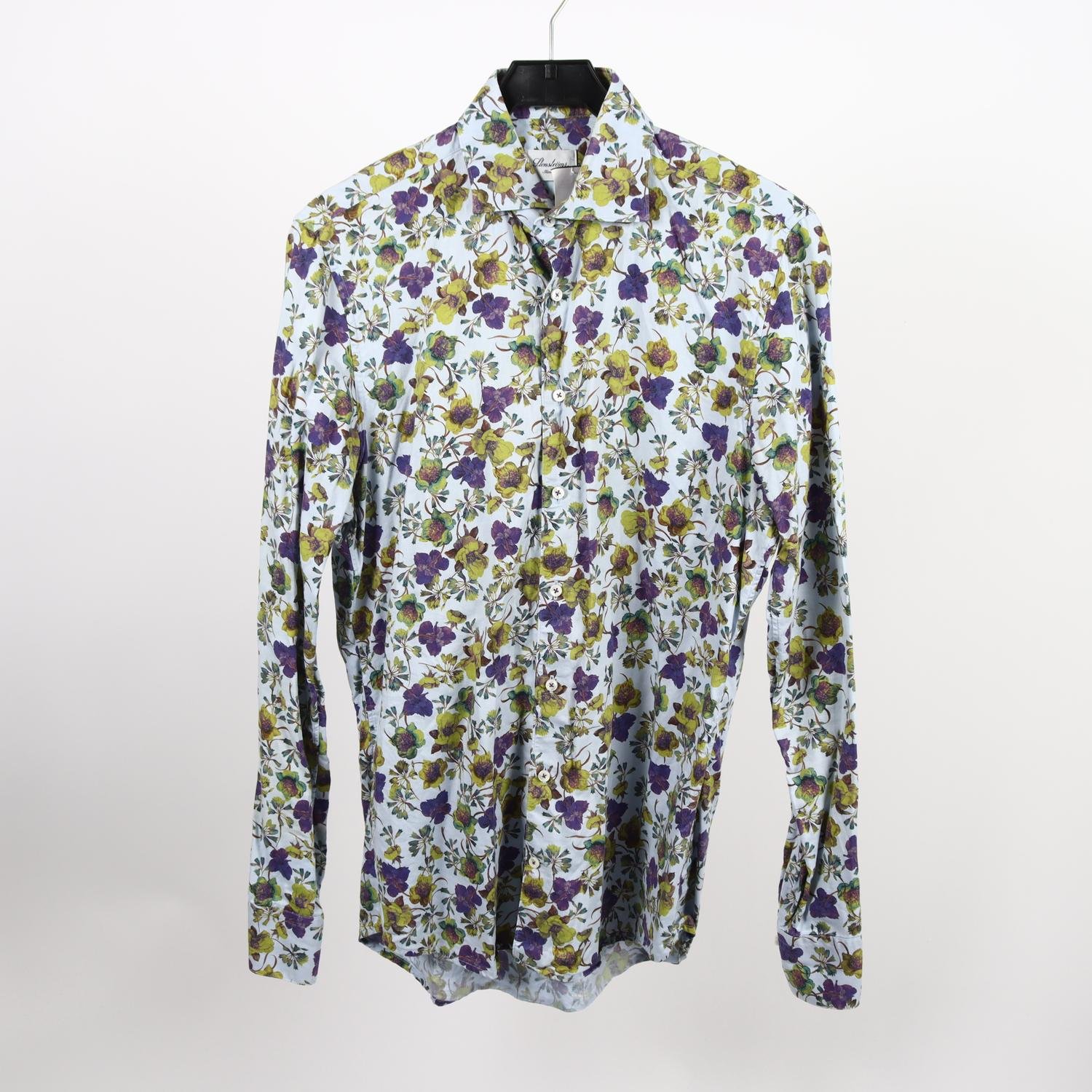 Skjorta, Stenströms, blå, blommig, stl. 15½ /39 (M)