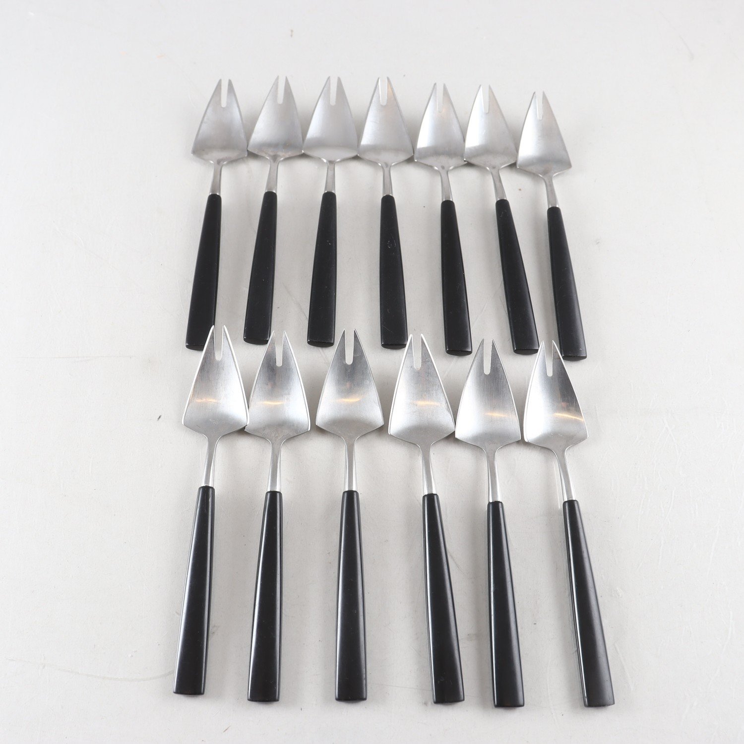 Plockgafflar, rostfritt stål, bakelit, ”Piruett”, Pierre Forssell, Gense, 12 st