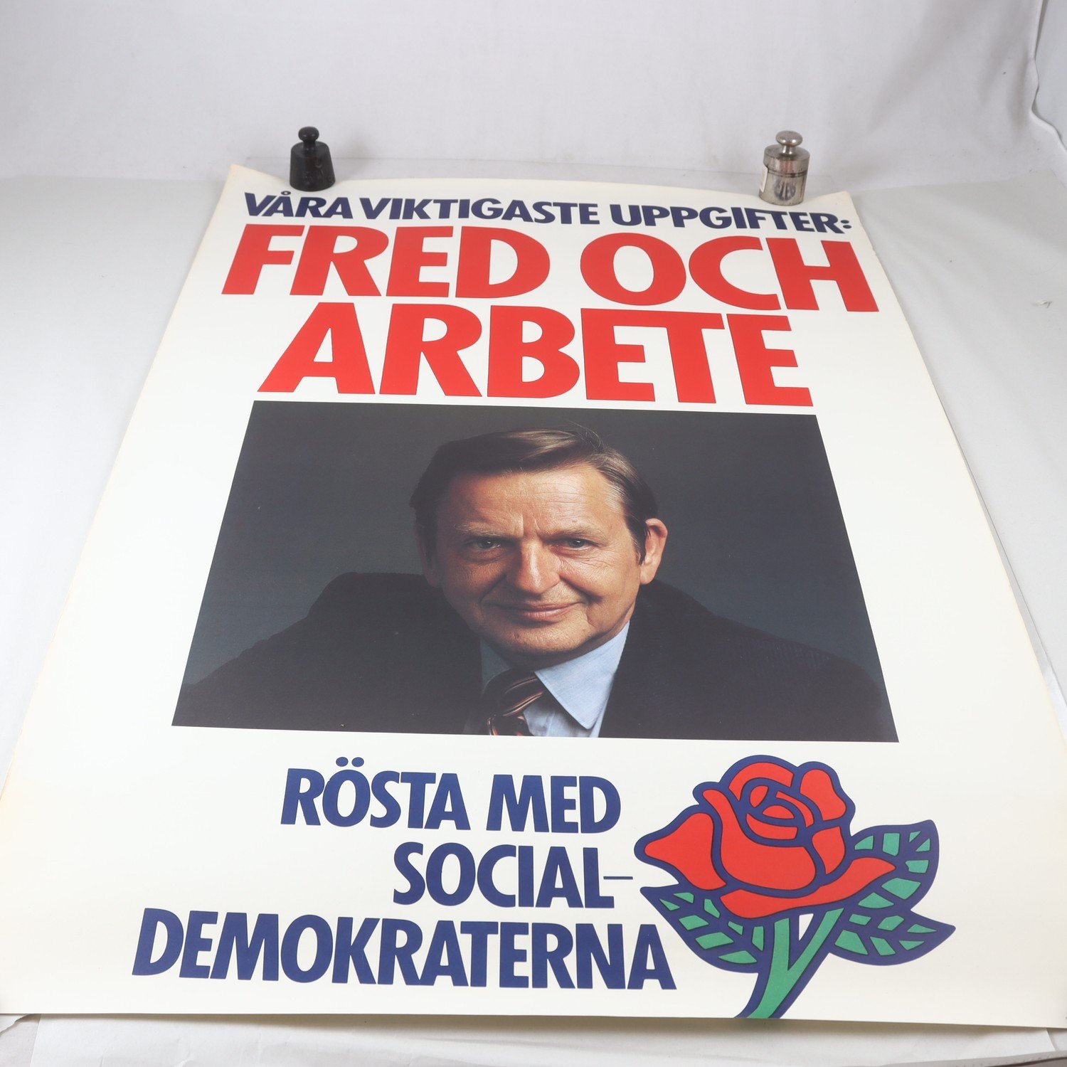 Affisch, Olof Palme, Socialdemokraterna. Samfraktas ej.