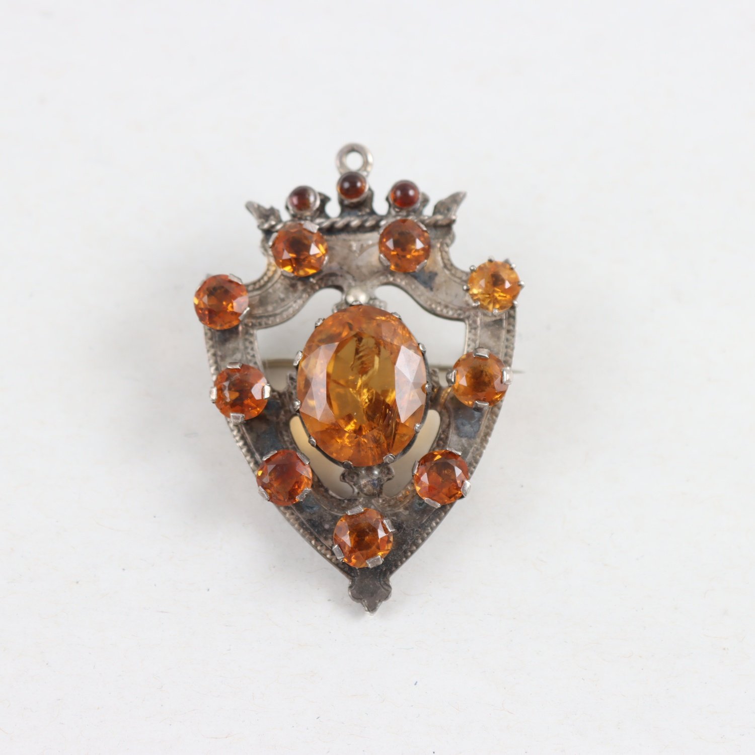 Brosch/Hänge, Silver, Glas, Brv: 15,1 g.