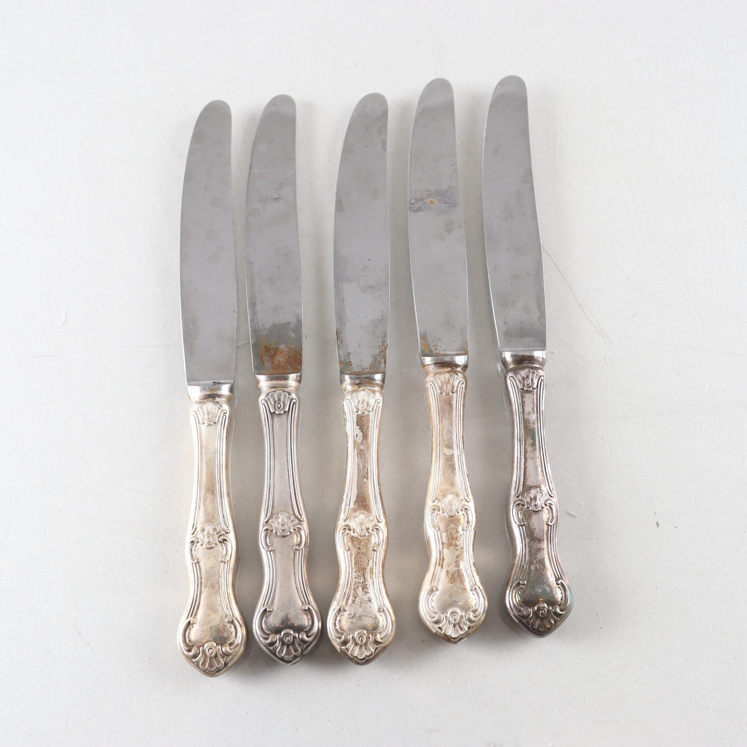 Knivar med silverhandtag, kattfot, 1952, 5 st
