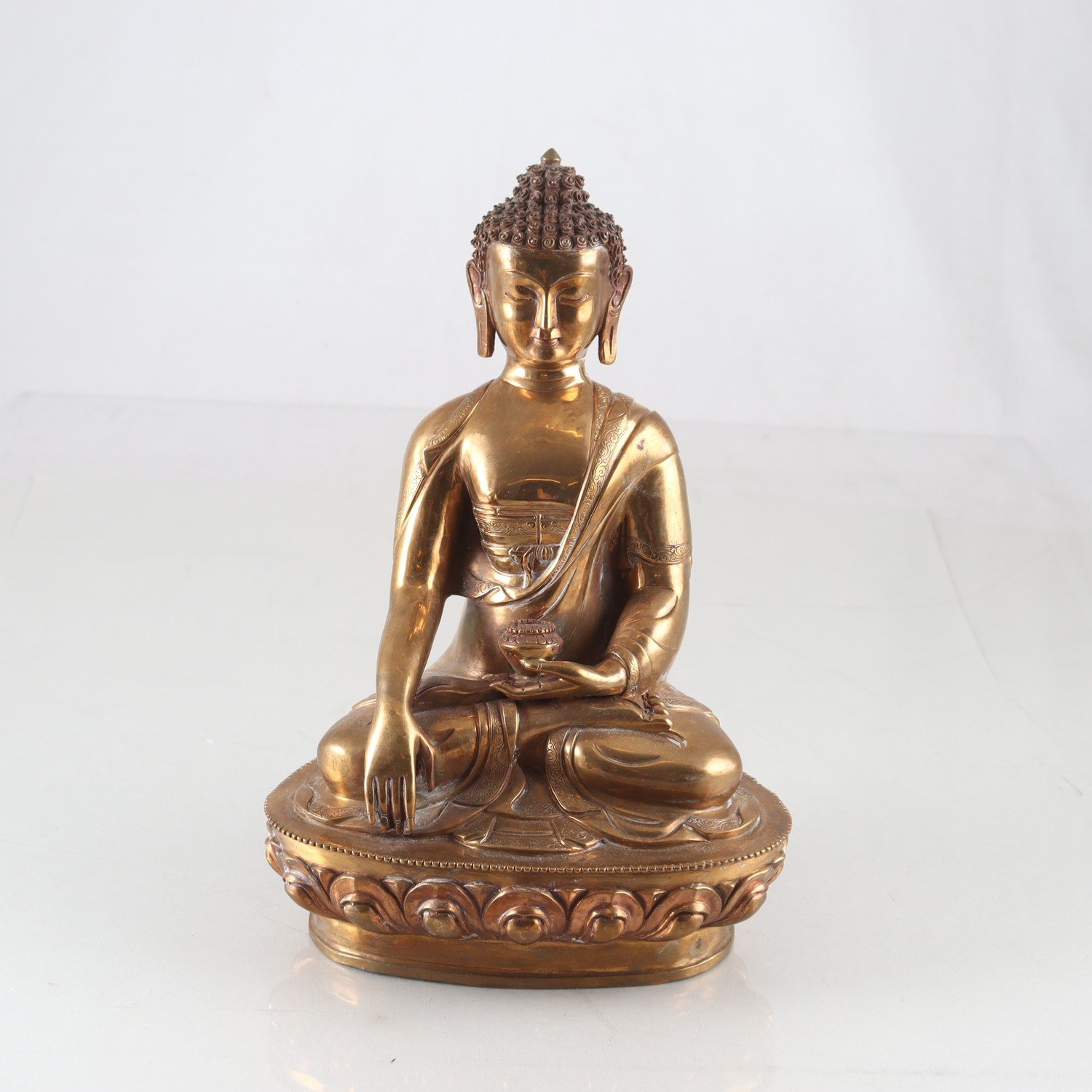 Figurin, mässing, Big Shakyamuni, Buddha. Samfraktas ej.