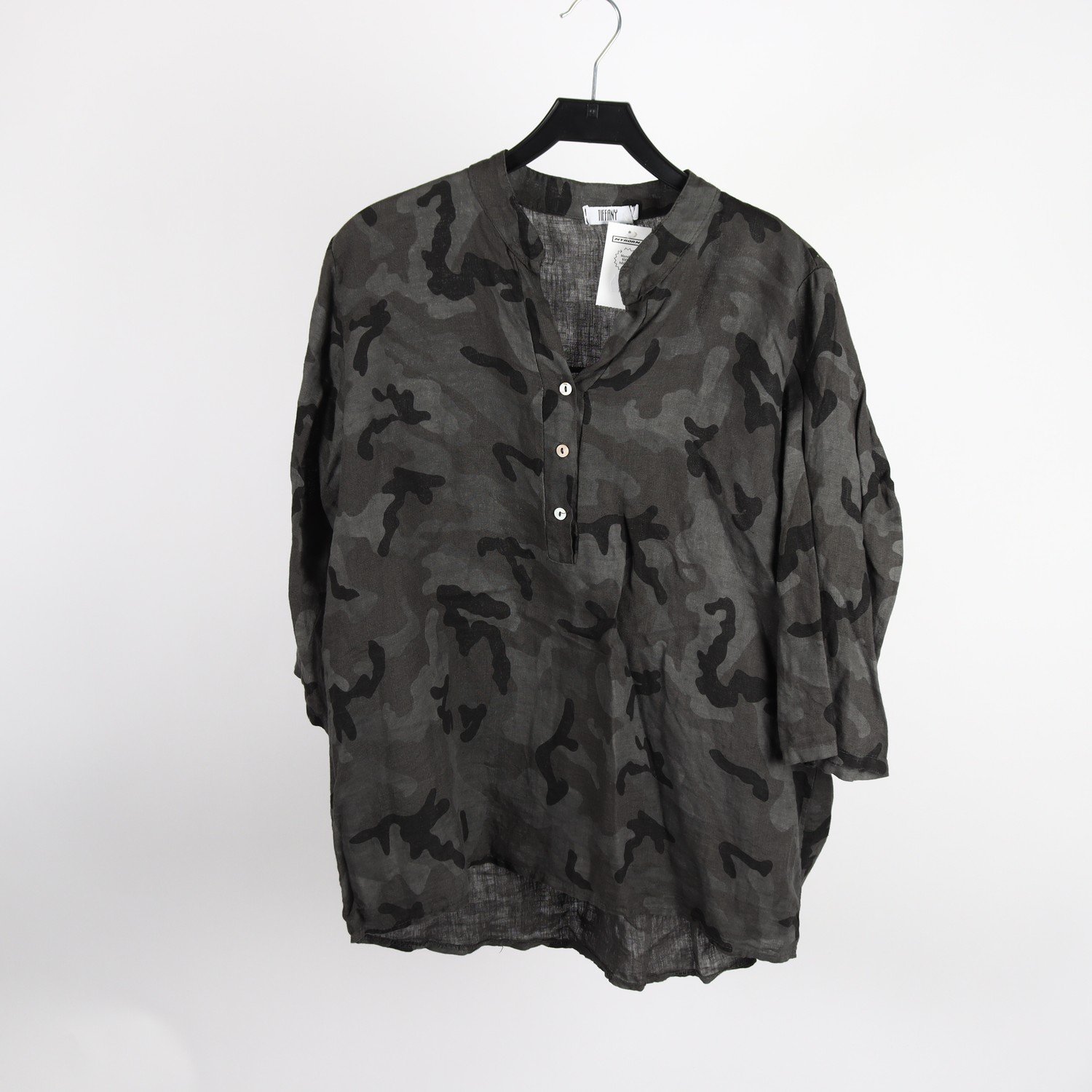 Blus, Tiffany, grå, svart, camouflage, stl. M/L