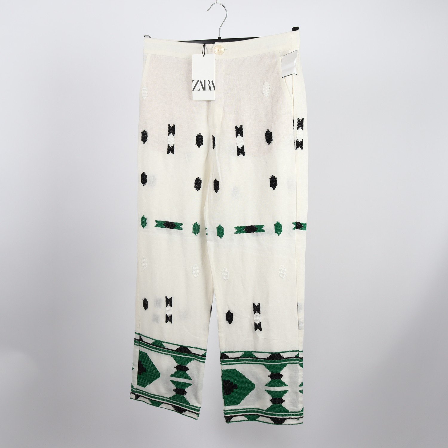 Byxor, Zara, offwhite, broderi, stl. S