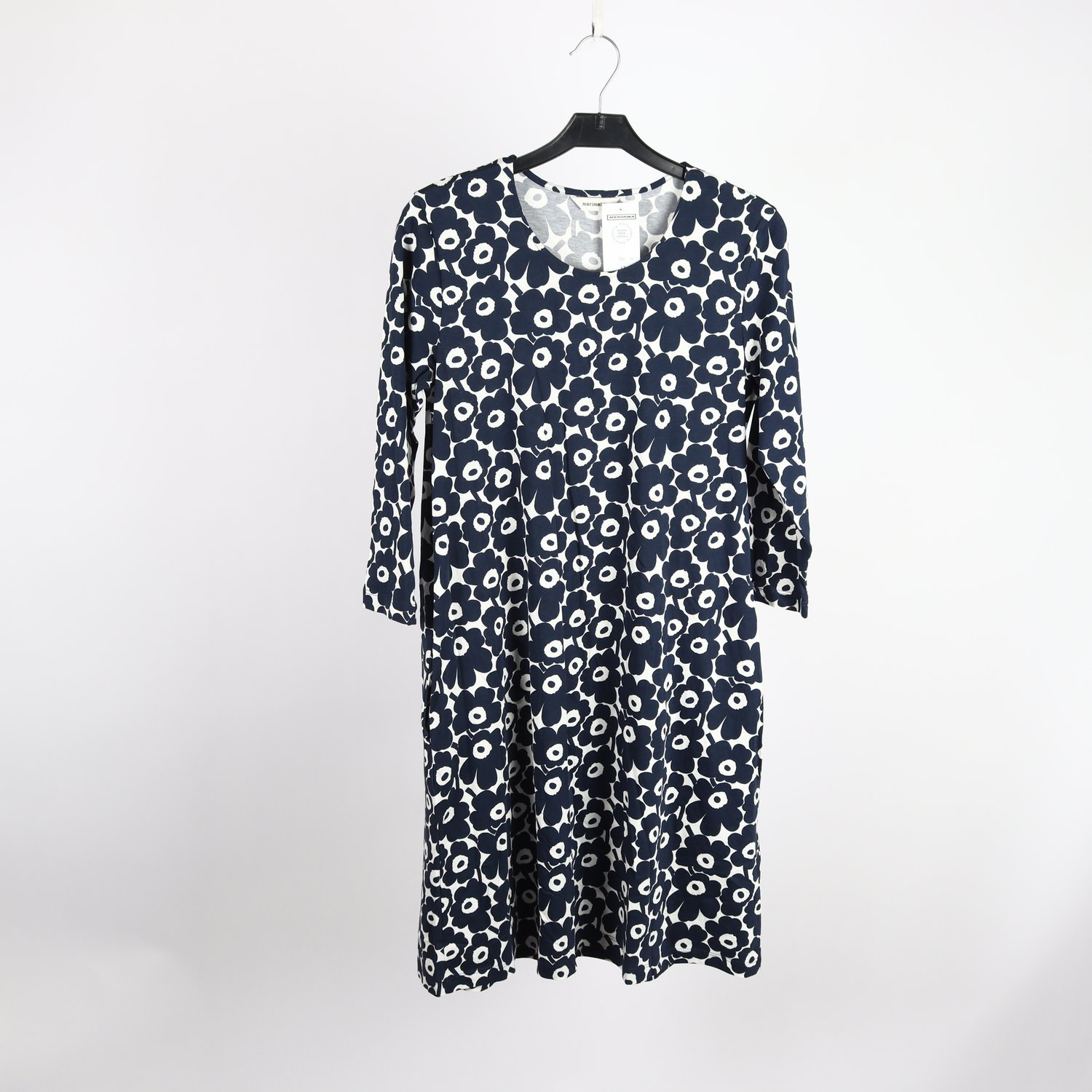 Klänning, Marimekko, blå, vit, blommig, stl. XS
