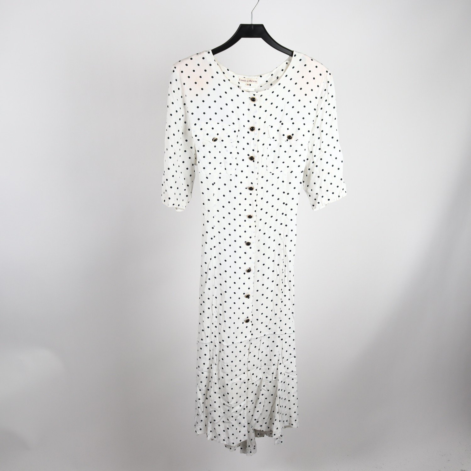Klänning, Louise Bèen, vit, prickig, stl. 40