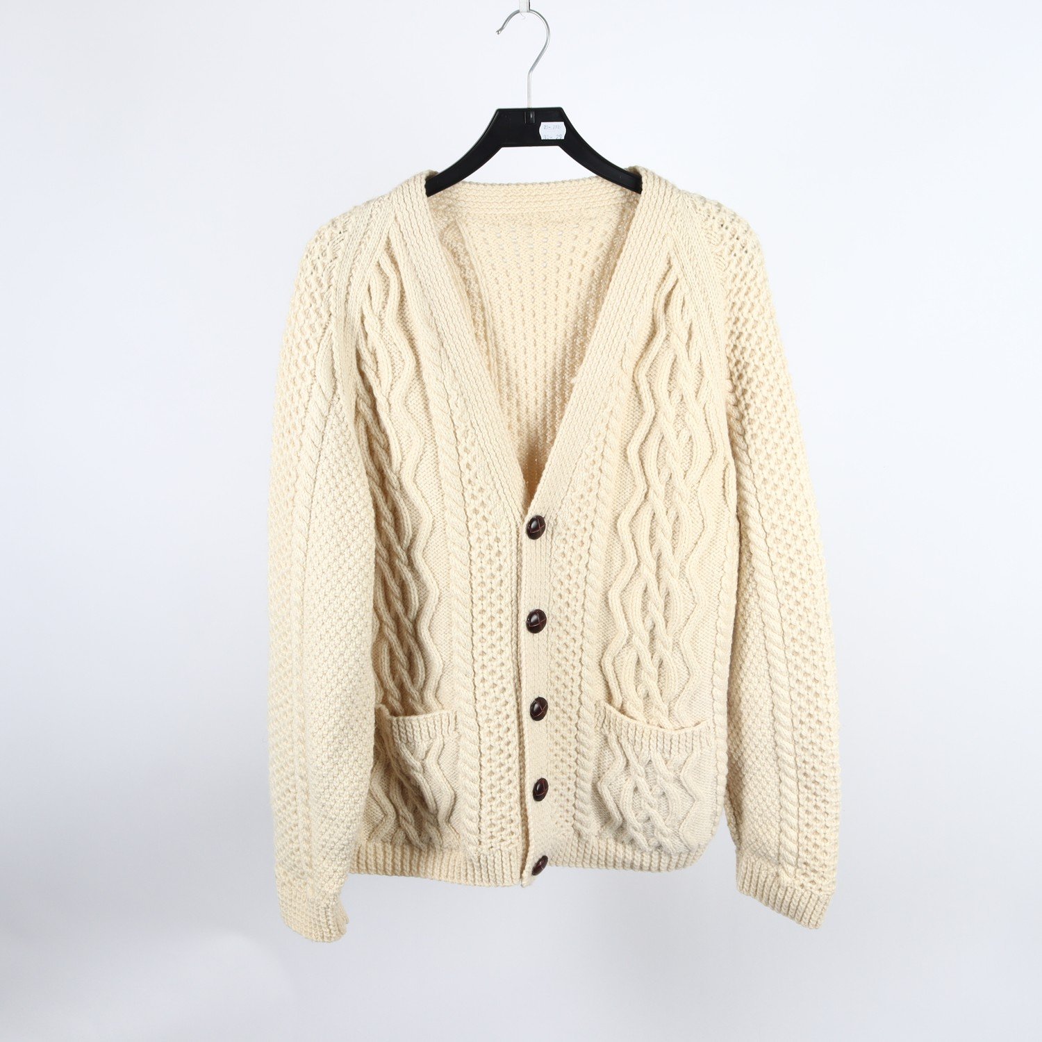 Stickad kofta, vintage, 100% ull, stl. XL