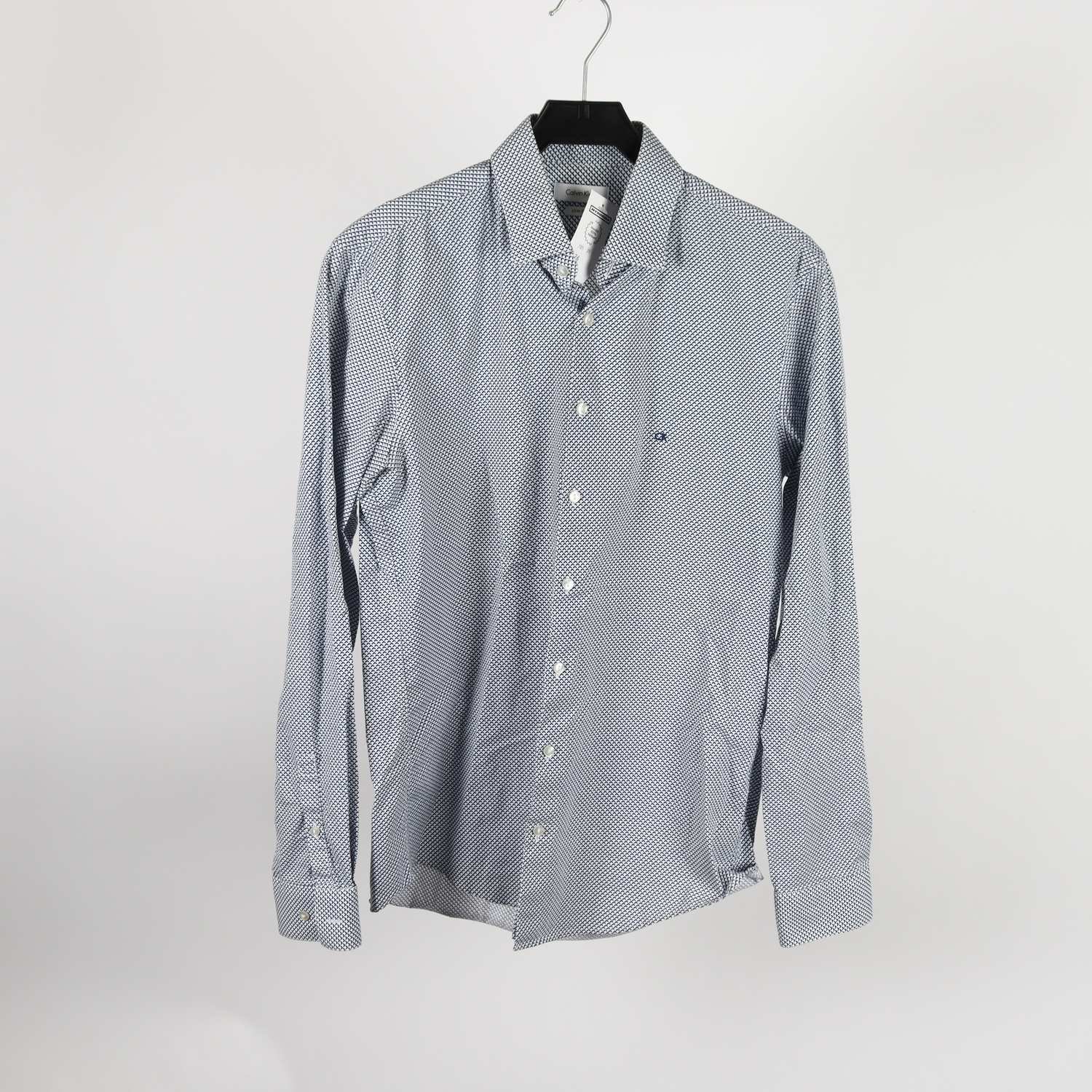 Skjorta, Calvin Klein, vit, blå, mönstrad, stl. 39 15½, (M)