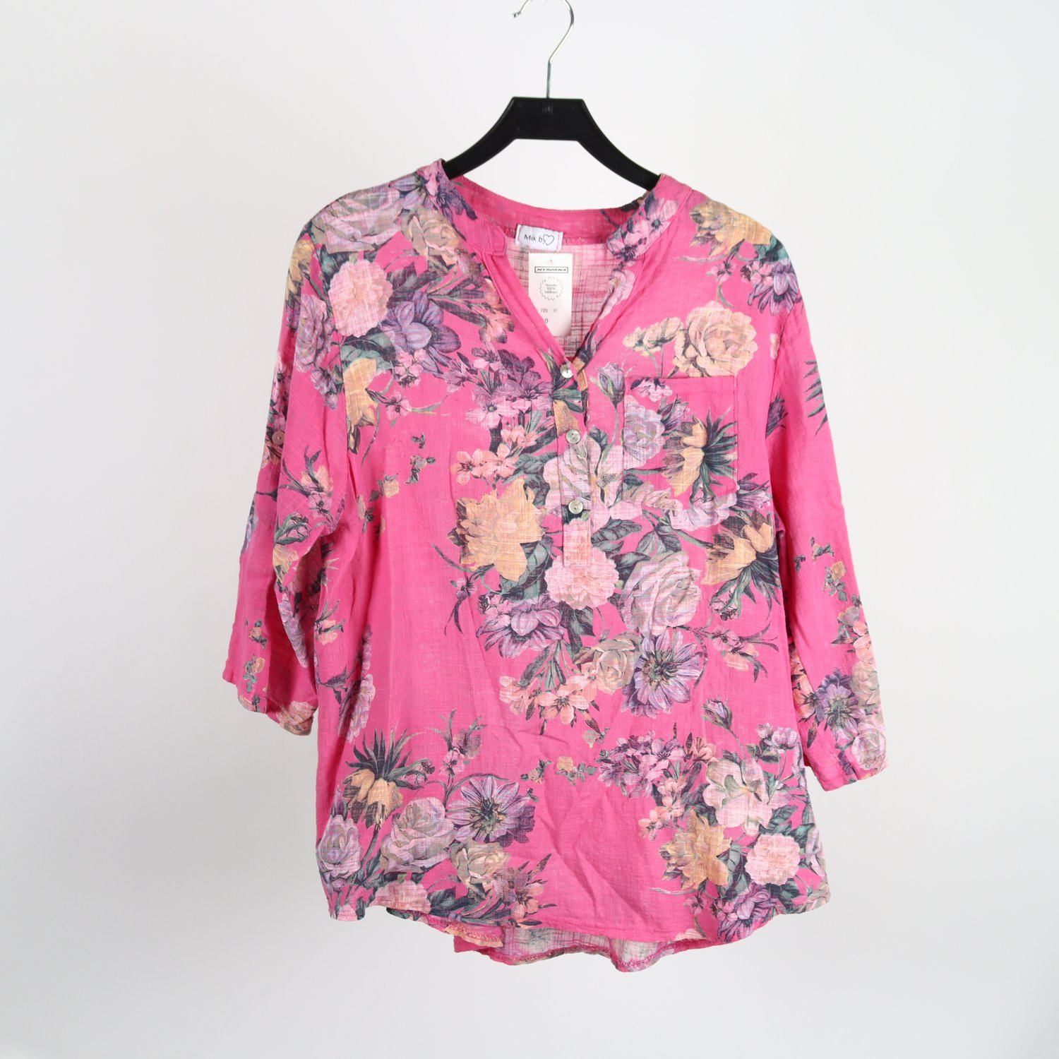 Blus, Mix by Heart, rosa, blommig, stl. L