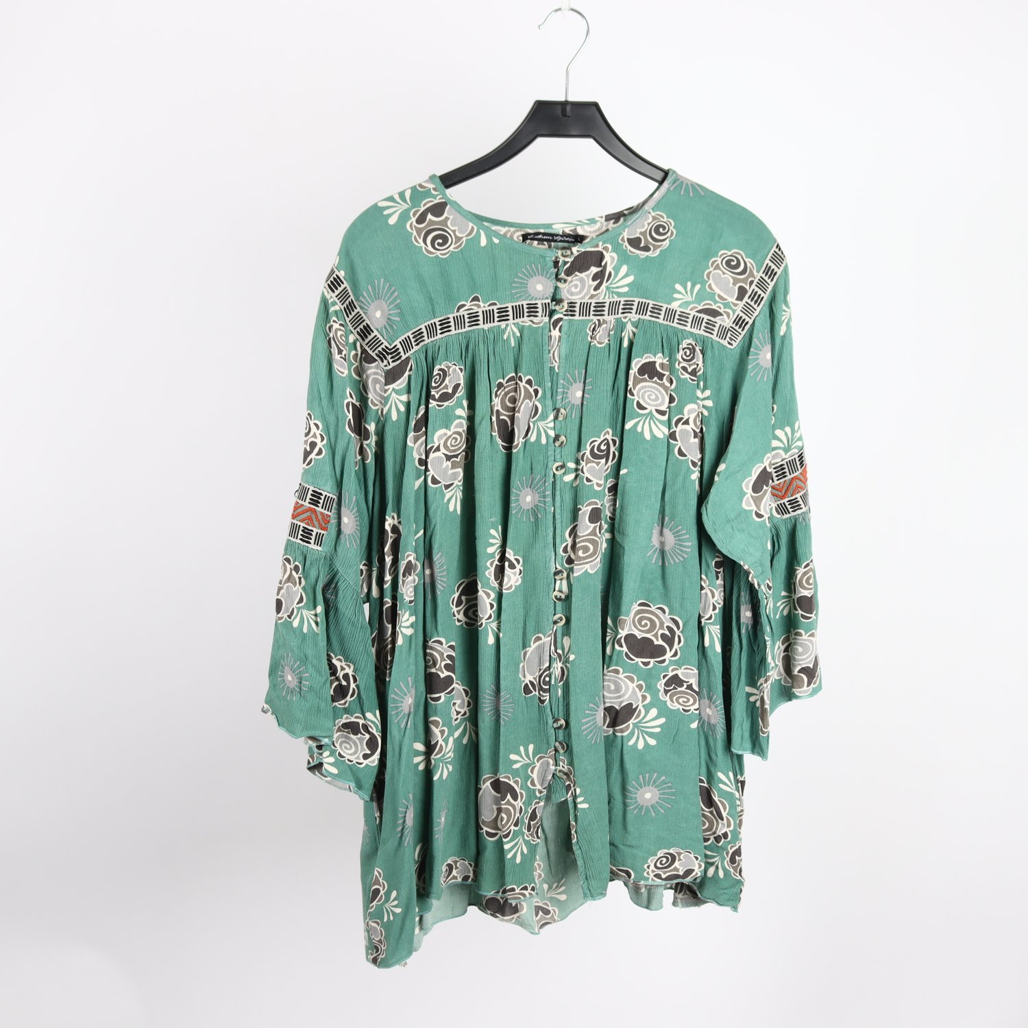 Blus, gudrun Sjödèn, grön, mönstrad, stl. L