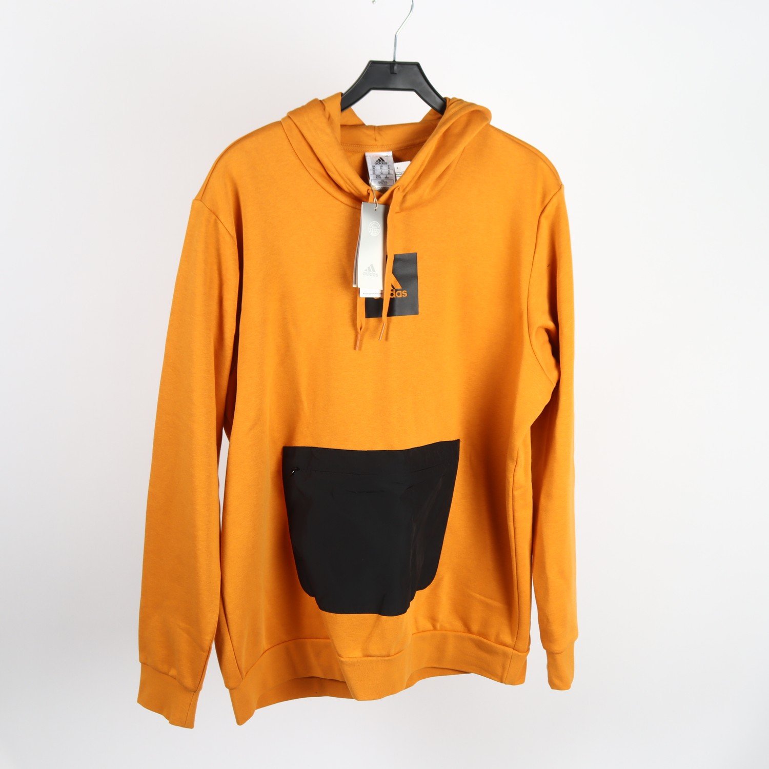 Hoodie, Adidas, senapsgul, svart, stl. XL.