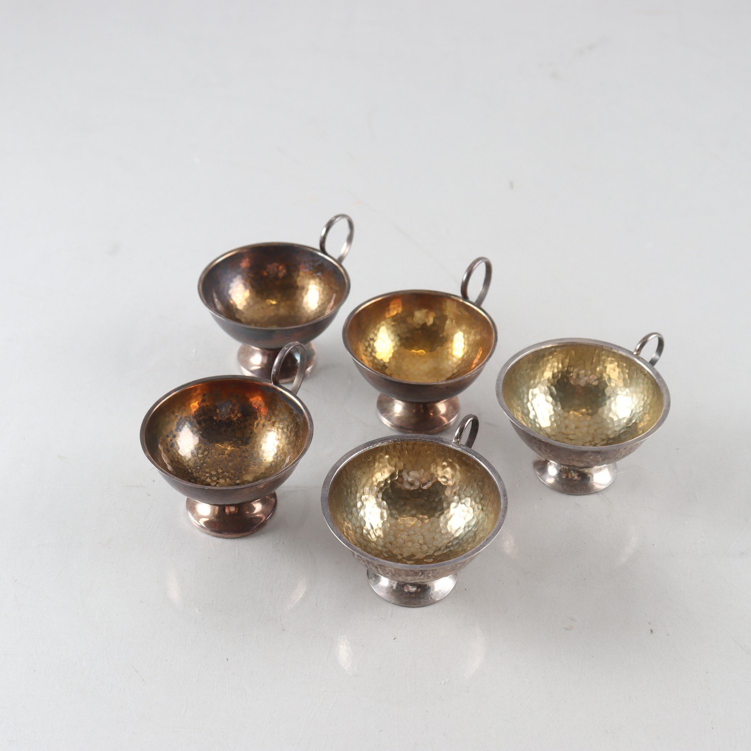Punschkoppar, silver, kattfot, 5 st