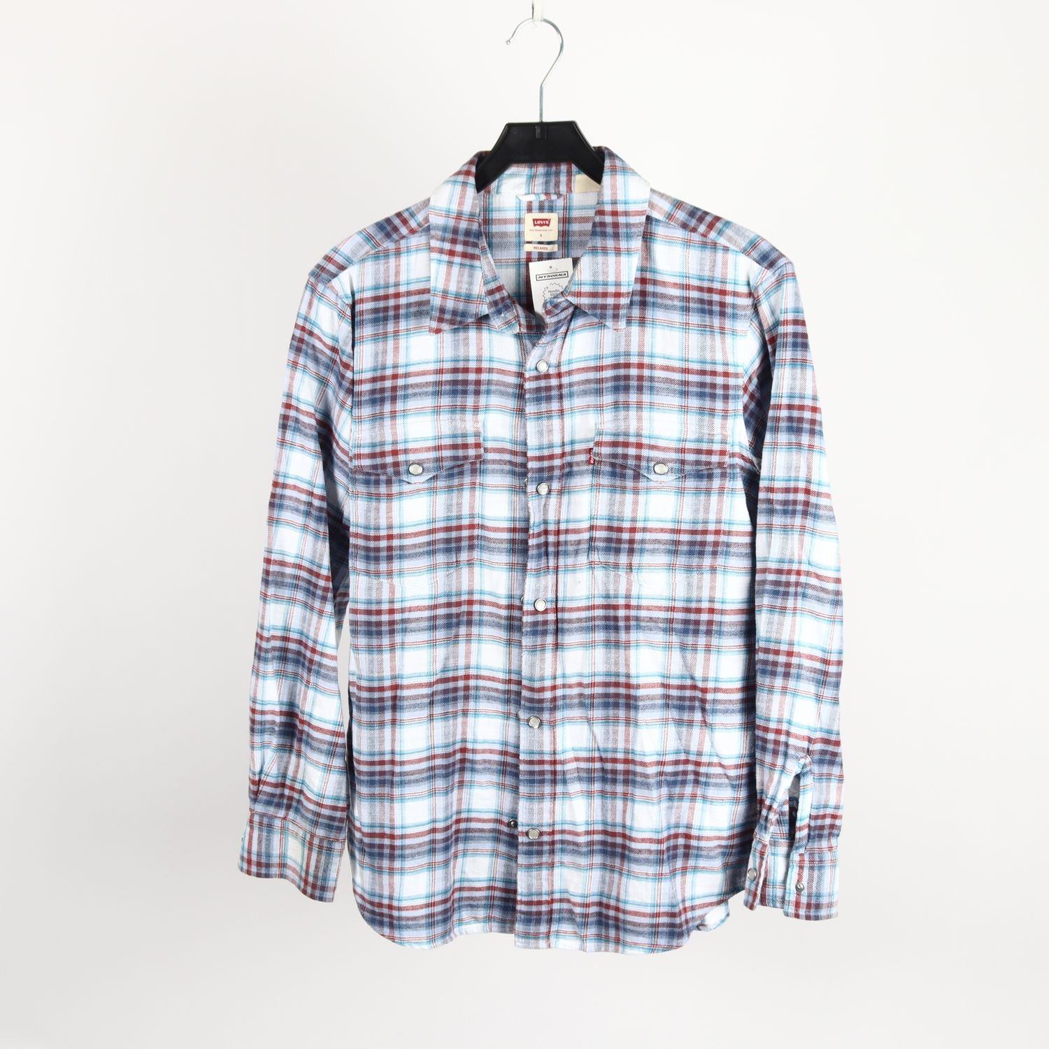 Skjorta, Levis, rutig, blå, vit, flanell, stl. S.