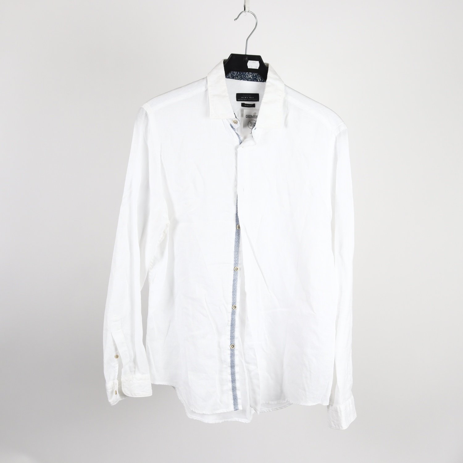 Skjorta, Zara, slim fit, vit, lin, stl. L.
