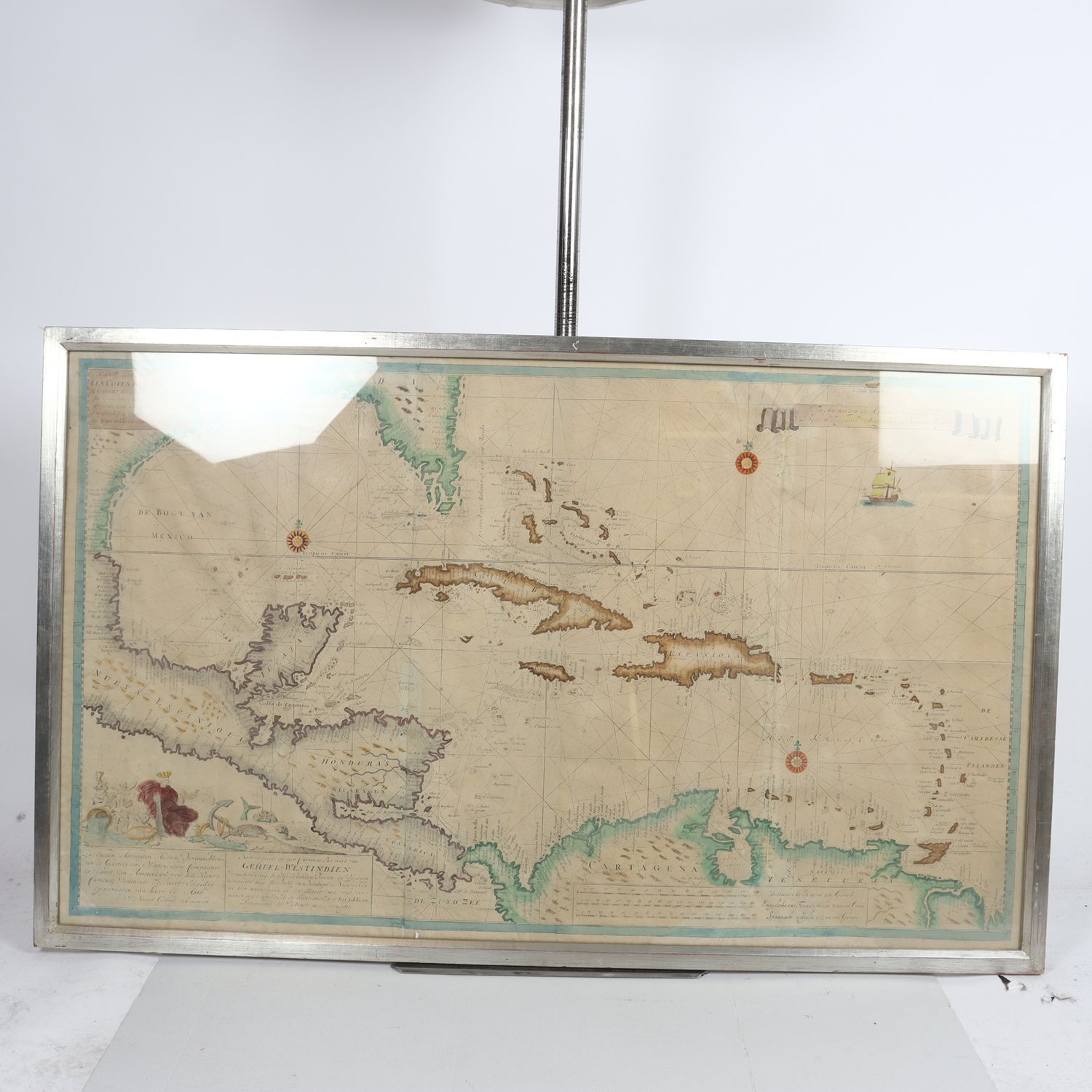 Sjökarta, Västindien, navigering Jean Sikkena, 1700-tal. Endast avhämtning.