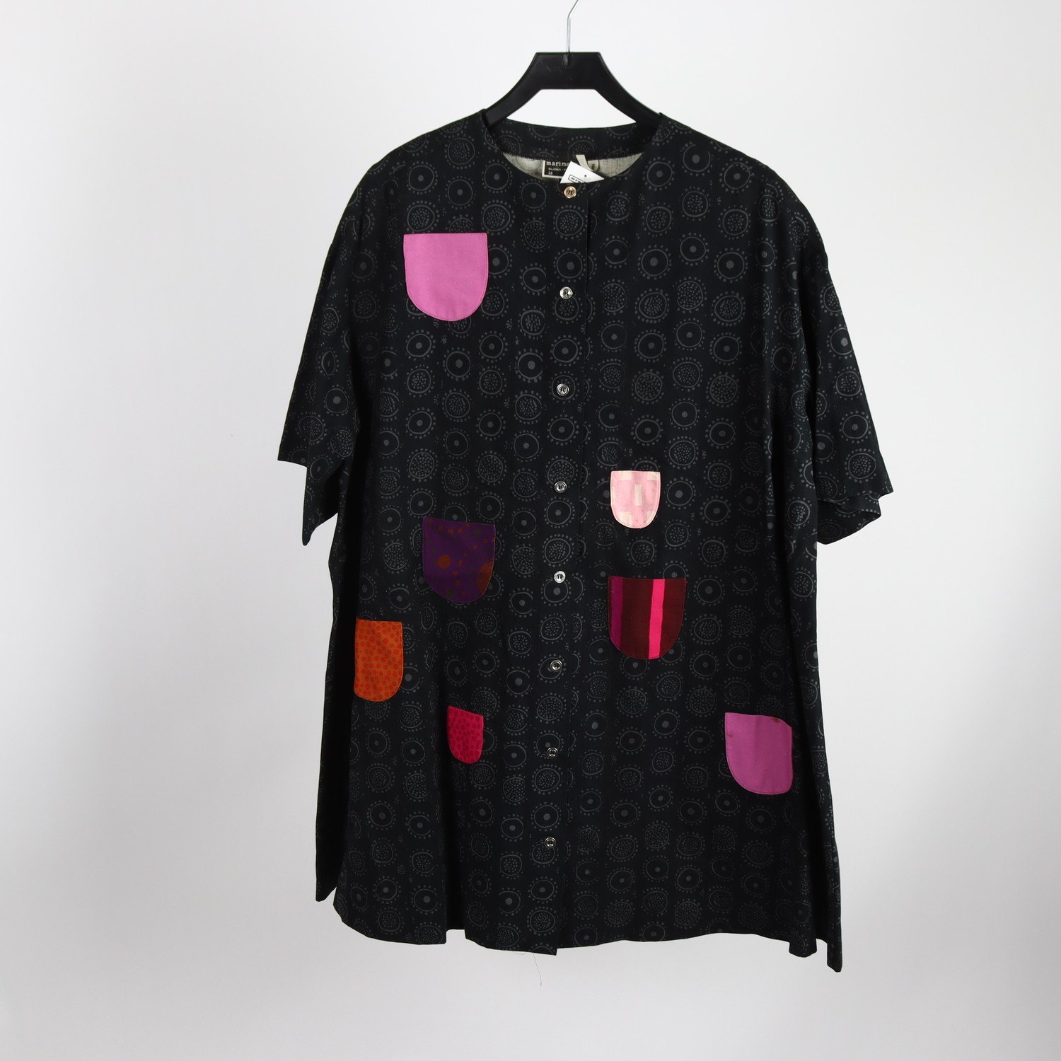 Klänning, Marimekko, svart, mönstrad, stl. 38