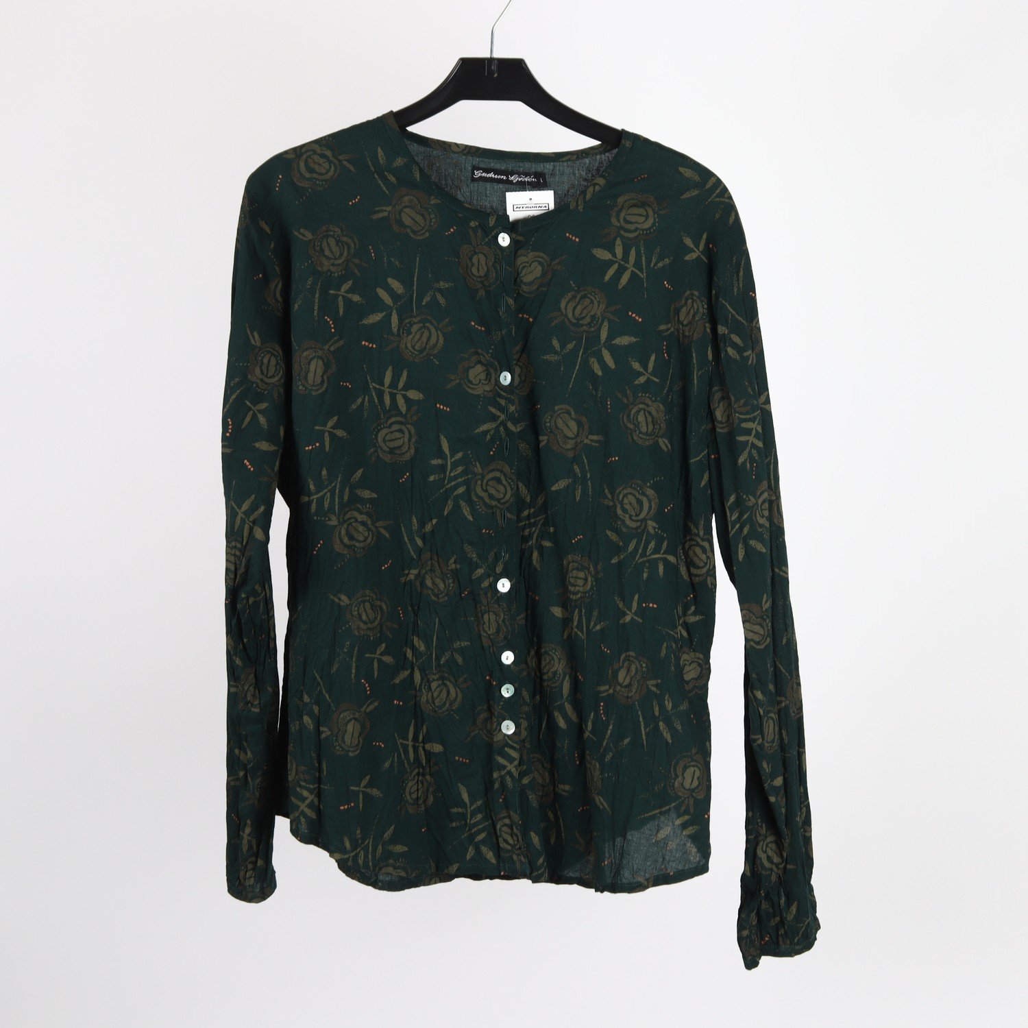 Blus, Gudrun Sjödén, grön, mönstrad, stl. L.