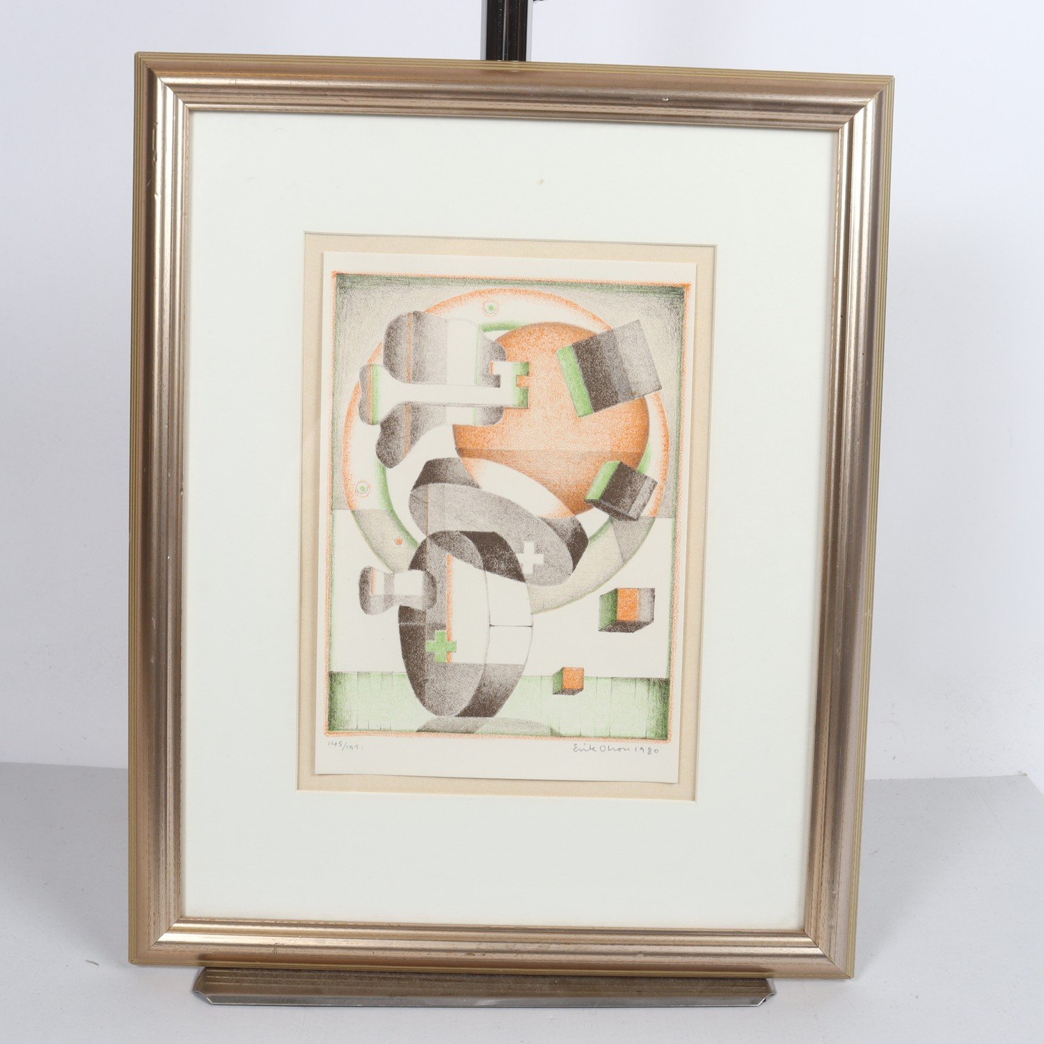 Färglitografi, Abstrakt komposition, Erik Olson, (1901-1986). Endast avhämtning.